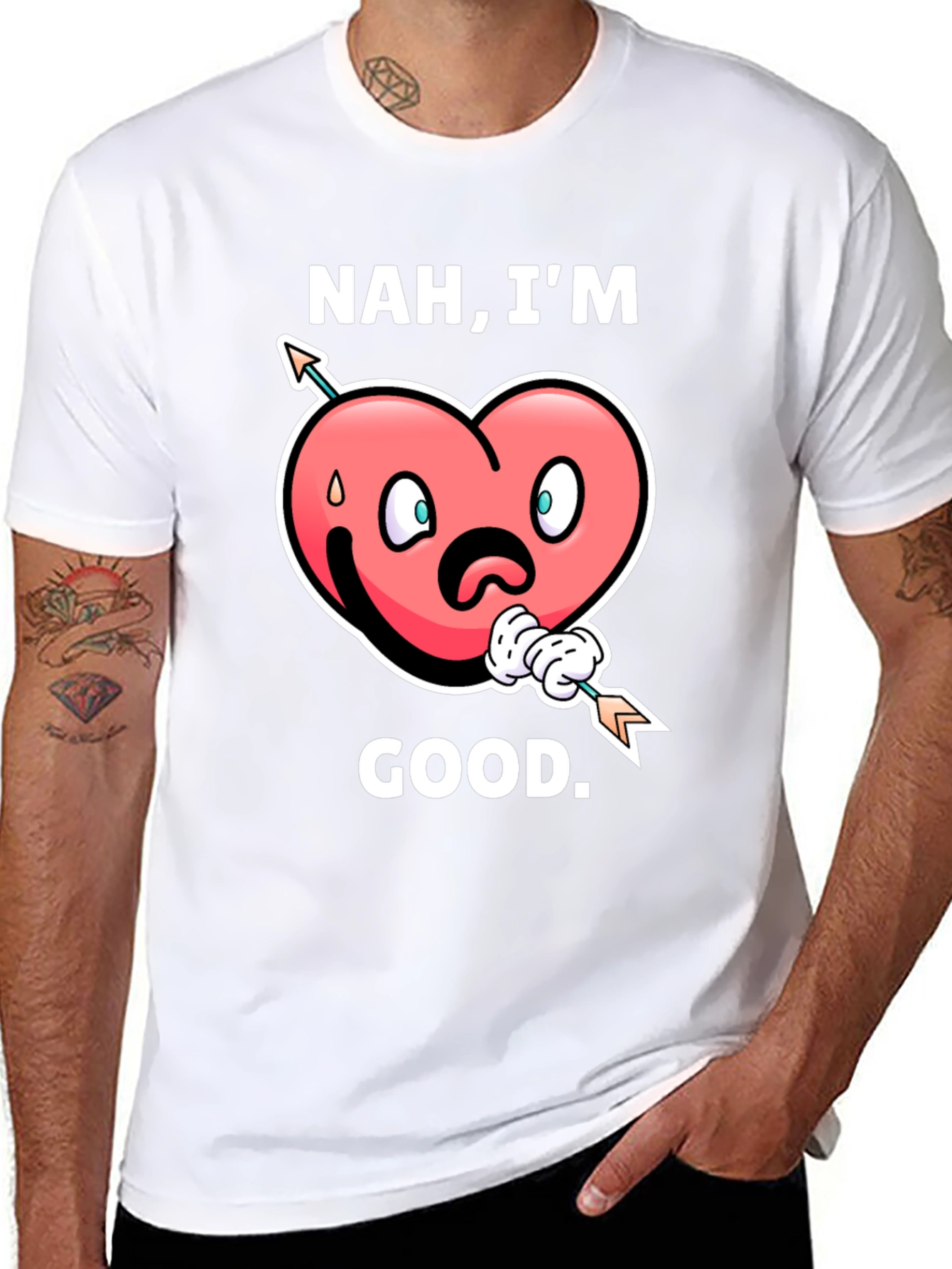 Black Nah, I'm Good! Valentine's Graphic T-Shirt view 8