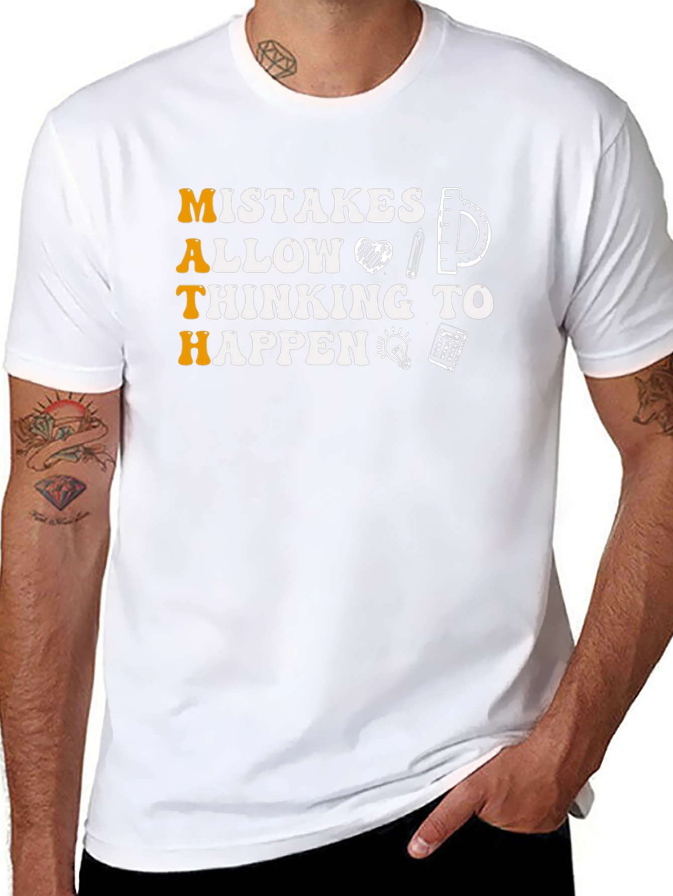 Black Math Mistakes Allow Thinking To Happen Black T-Shirt view 8