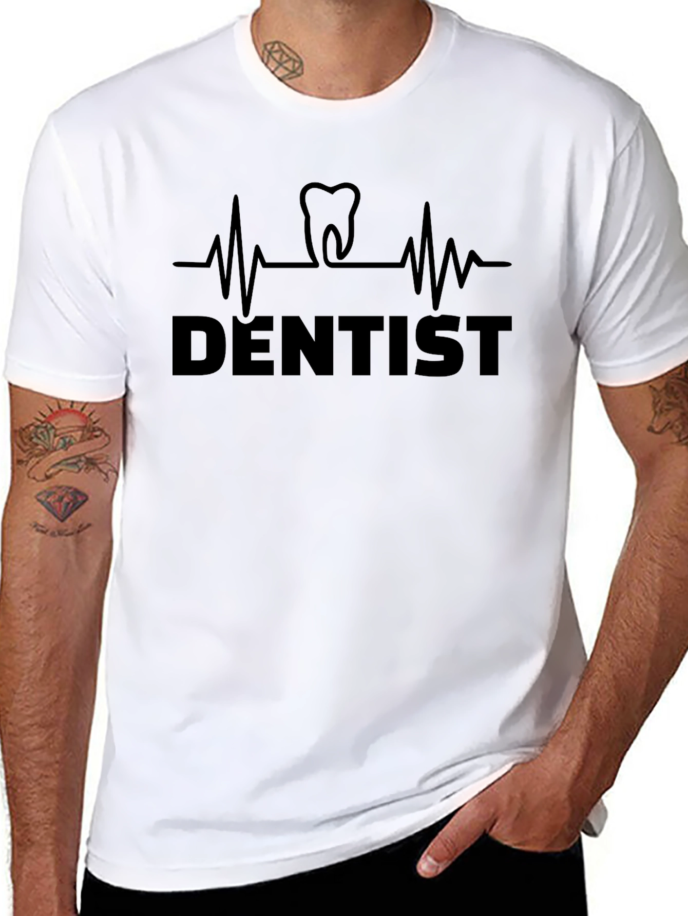 Black Dentist Heartbeat T-Shirt - Perfect Gift for Dentists! view 8