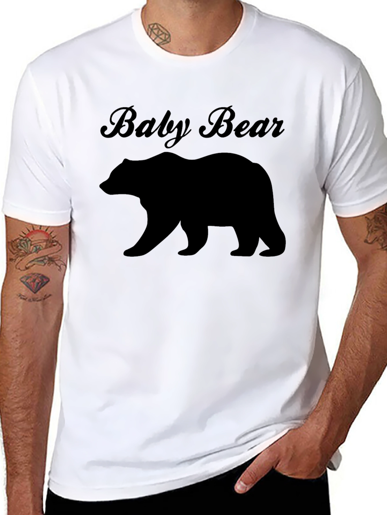 Black Baby Bear Graphic Tee - Black Unisex T-Shirt view 8