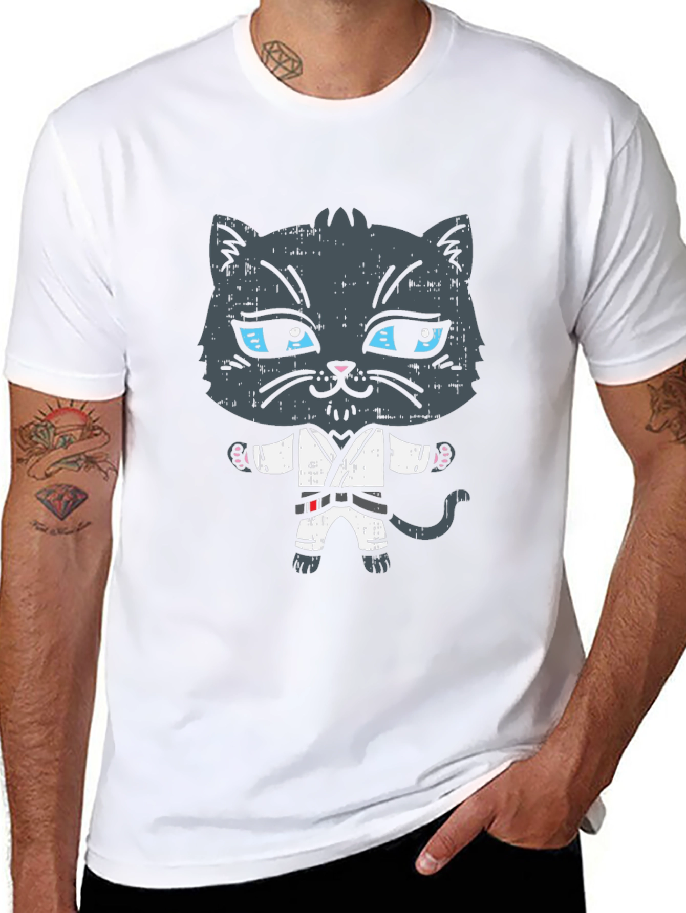 Black Karate Cat T-Shirt - Martial Arts Kitten Tee view 8