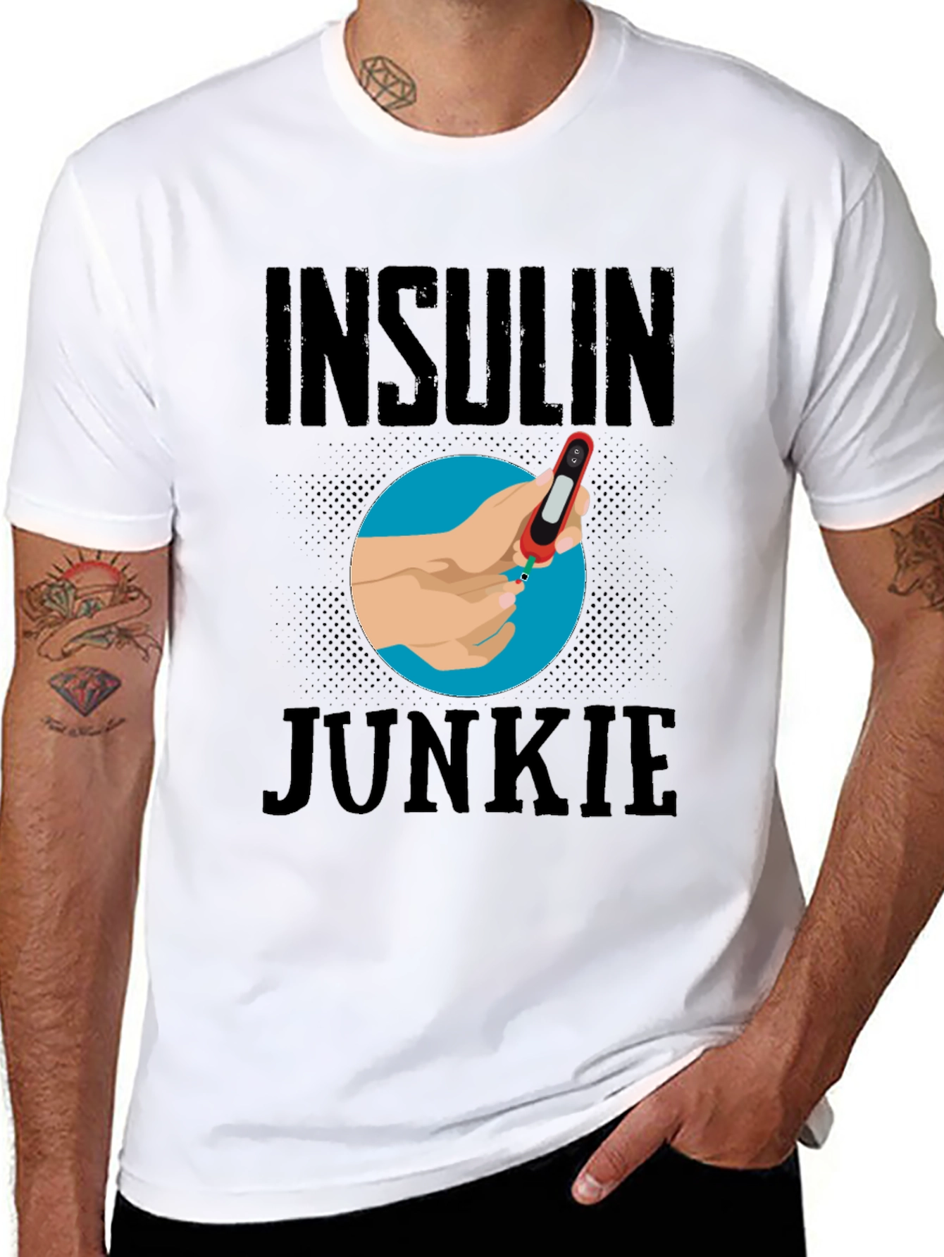 Black Insulin Junkie Graphic T-Shirt view 8