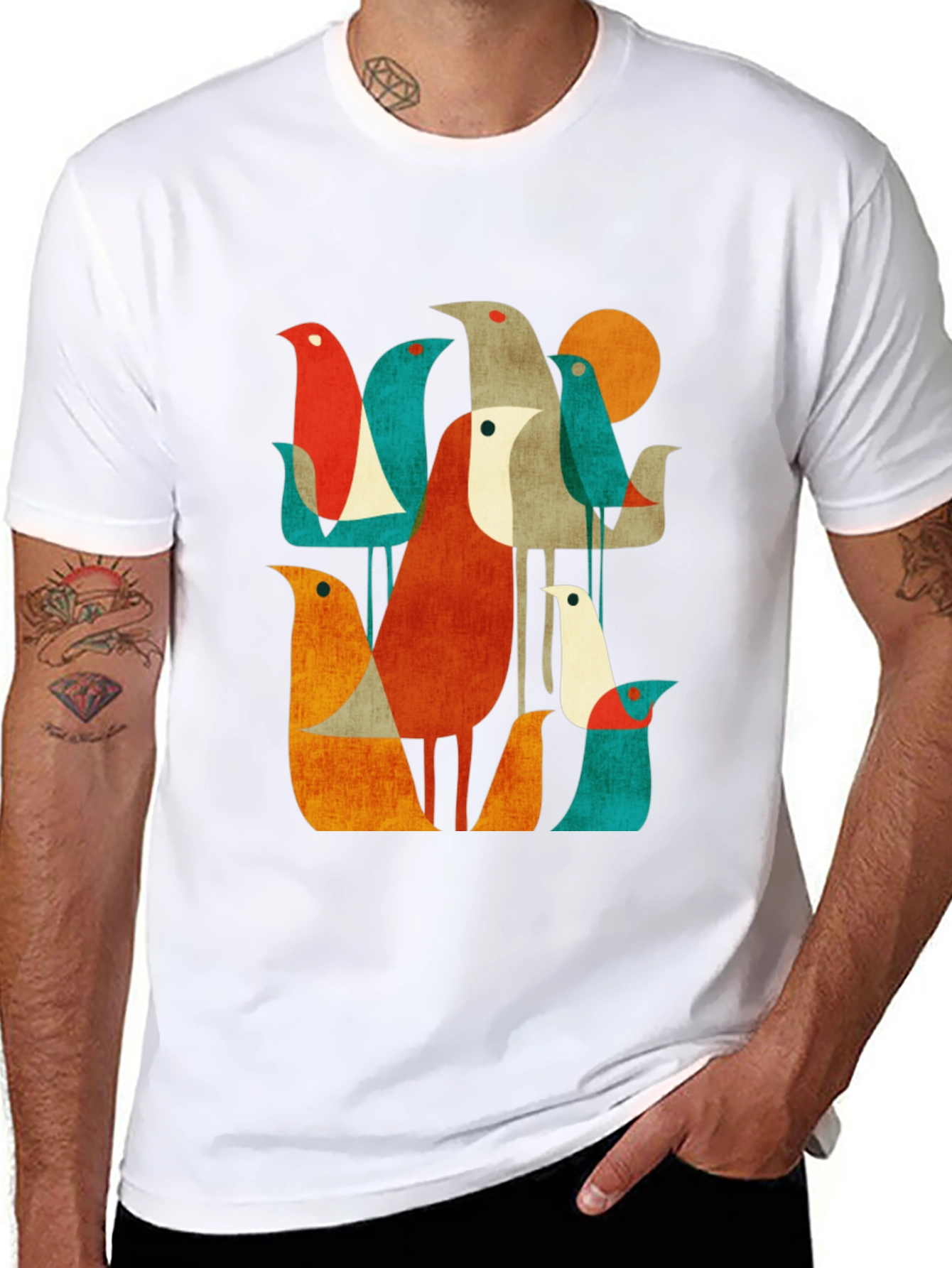 Black Retro Bird Graphic T-Shirt view 8