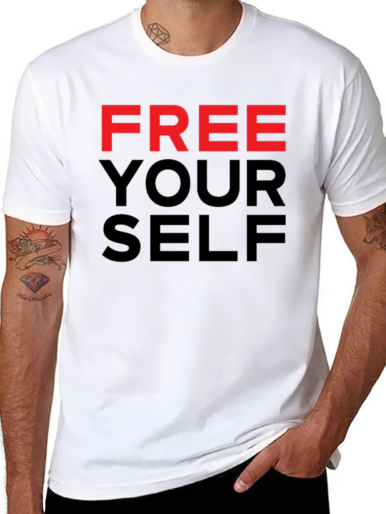 Black Free Yourself Graphic Tee - Bold Statement Shirt view 8