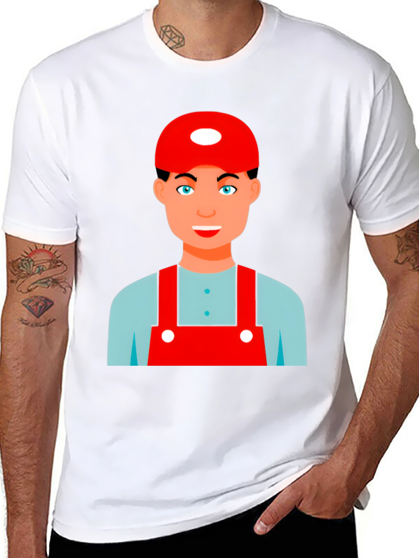 Black Cartoon Character Graphic Tee - Black Cotton Blend Shirt view 8