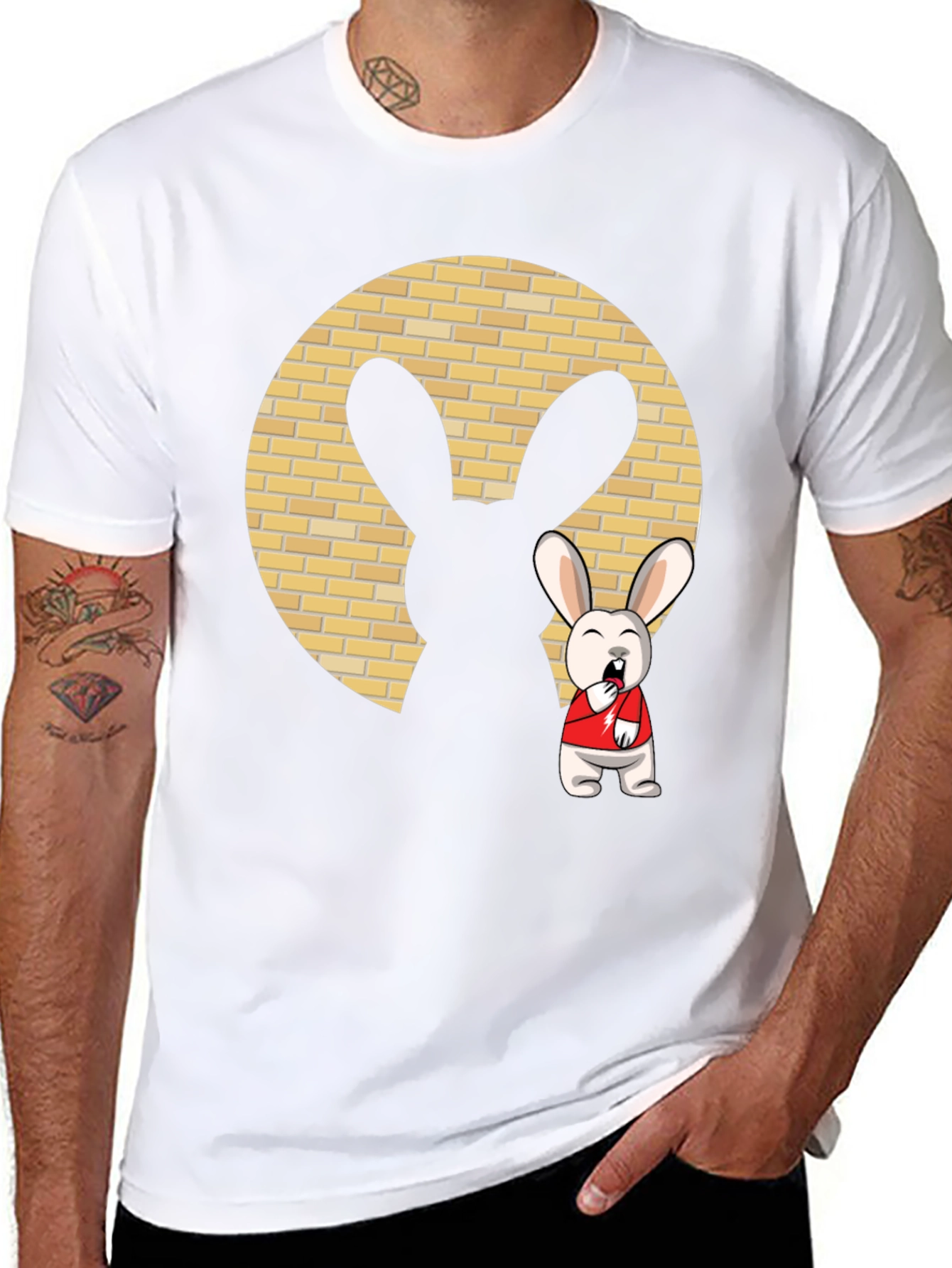 Black Cartoon Rabbit T-Shirt view 8