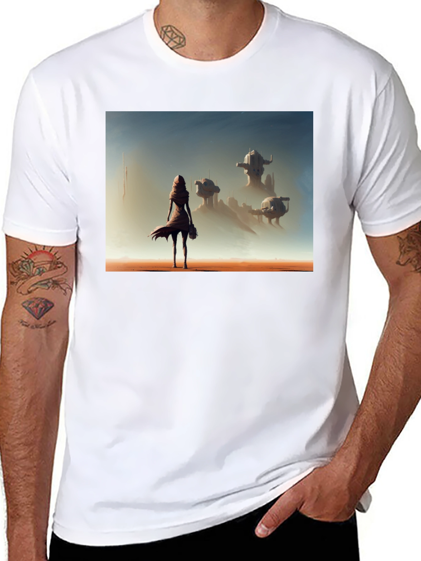 Black Sci-Fi Traveler Graphic T-Shirt view 8