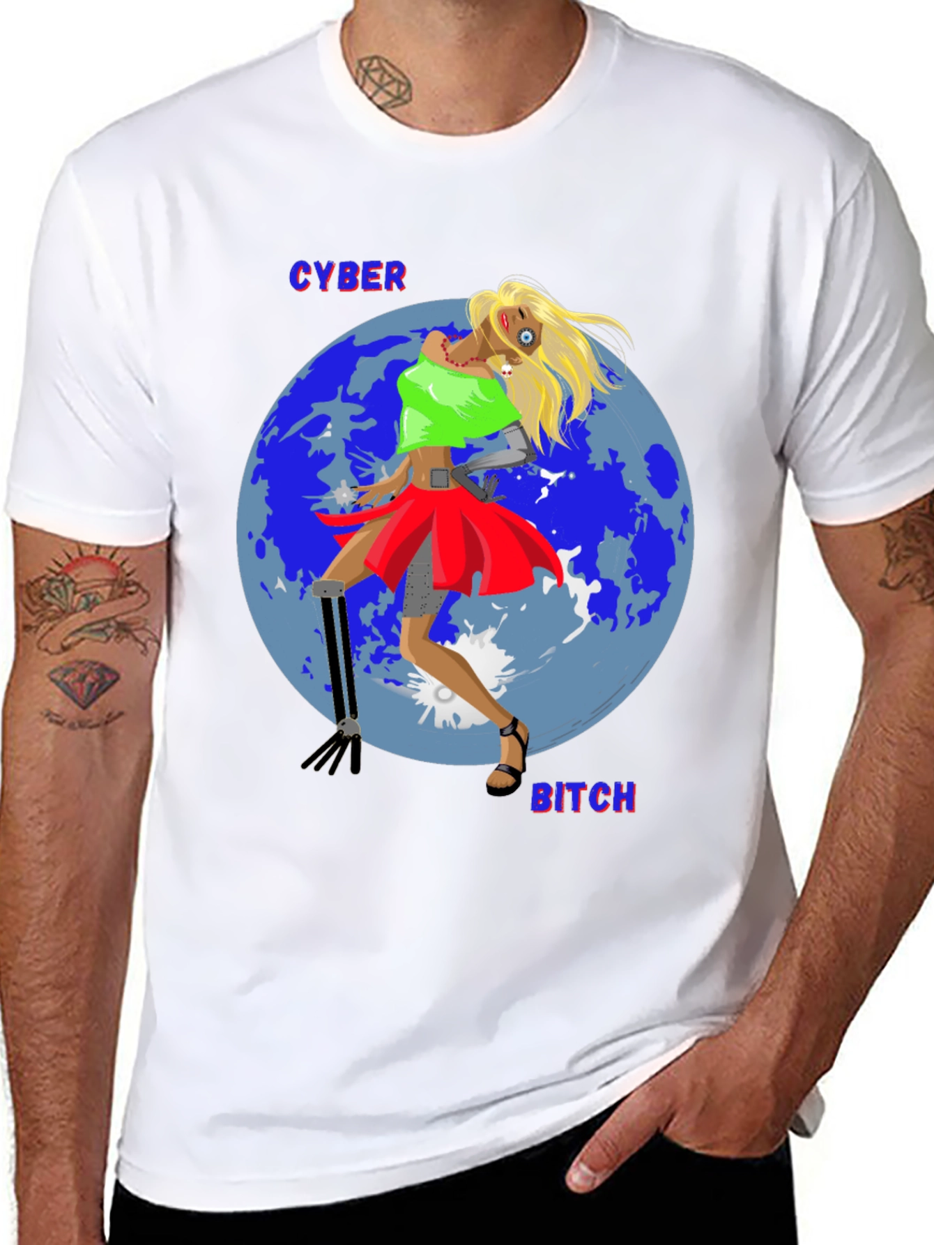 Black Cyber Bitch T-Shirt - Unique Graphic Tee view 8