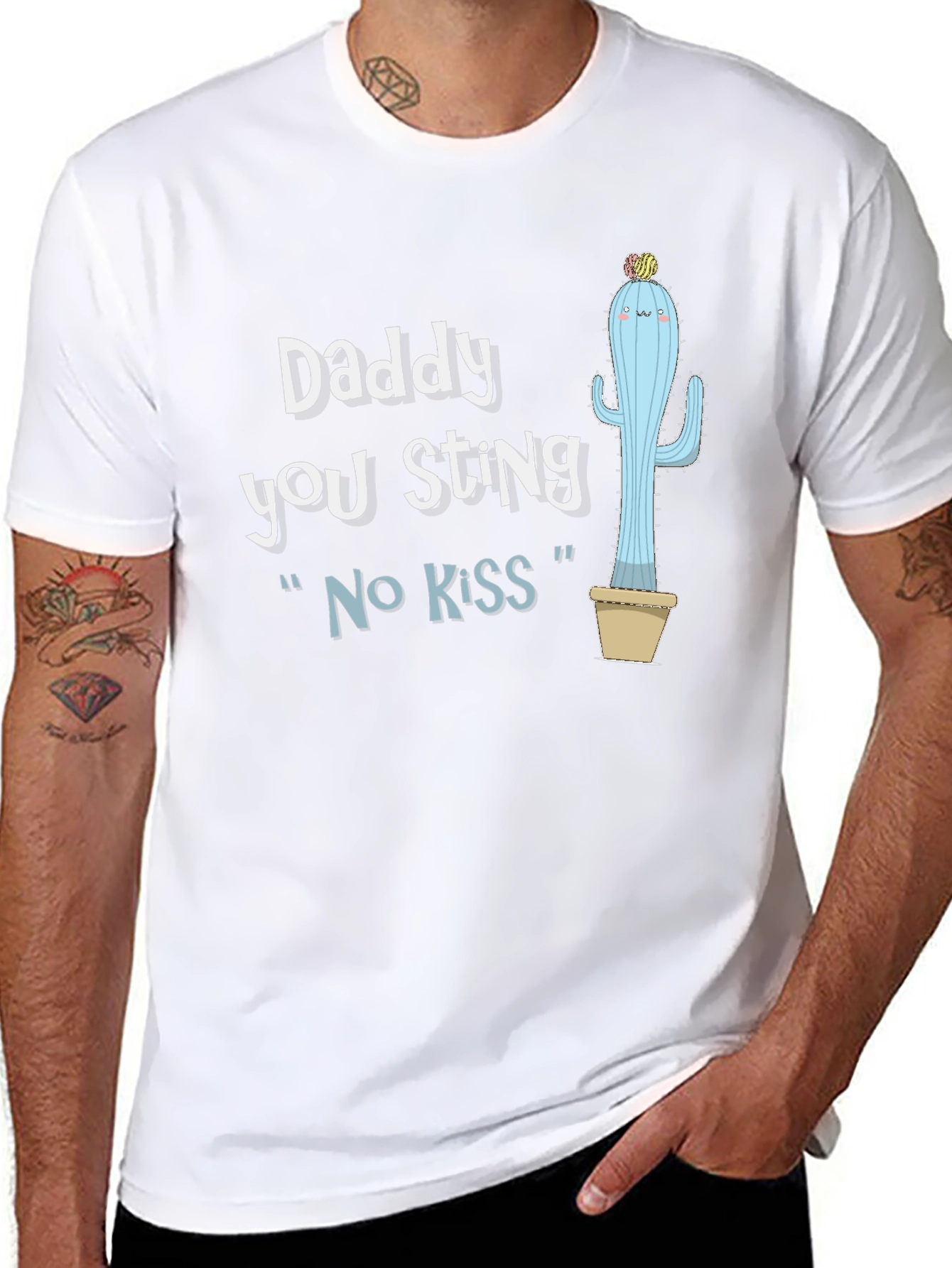 Black Daddy You Sting T-Shirt - Funny Cactus Graphic Tee view 8