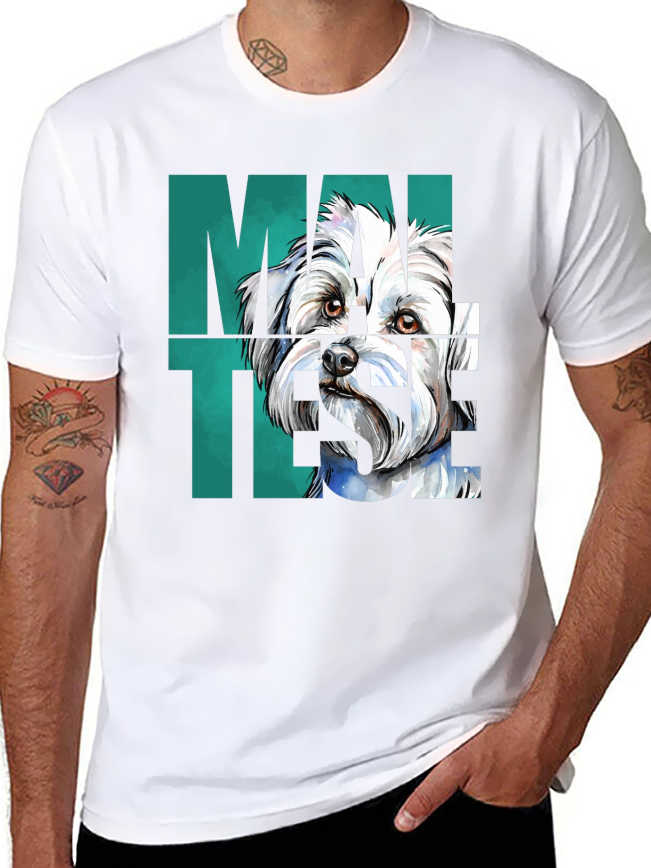 Black Maltese Dog Graphic Print T-Shirt - Cool Dog Lover Tee view 8