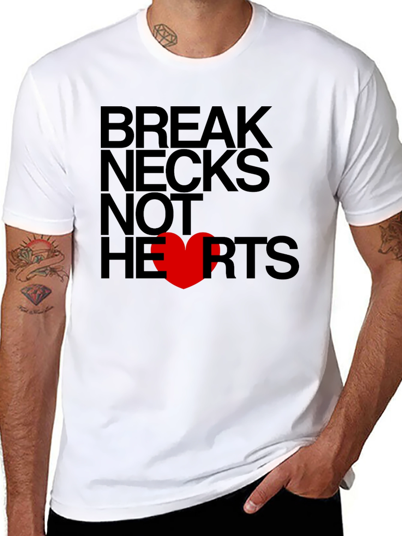 Black Break Necks Not Hearts Graphic T-Shirt view 8