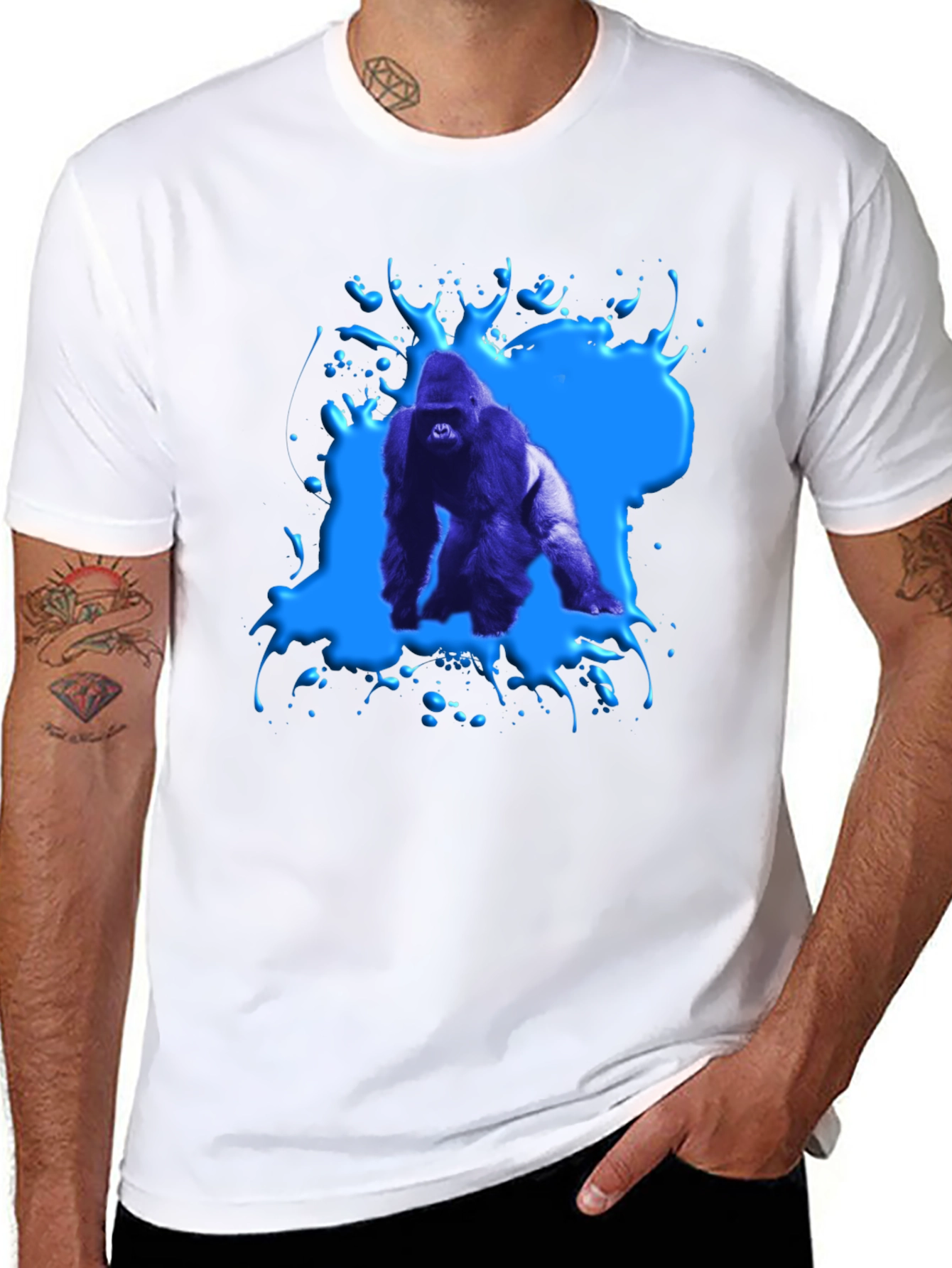 Black Gorilla Splash Graphic Tee - Bold Black T-Shirt view 8