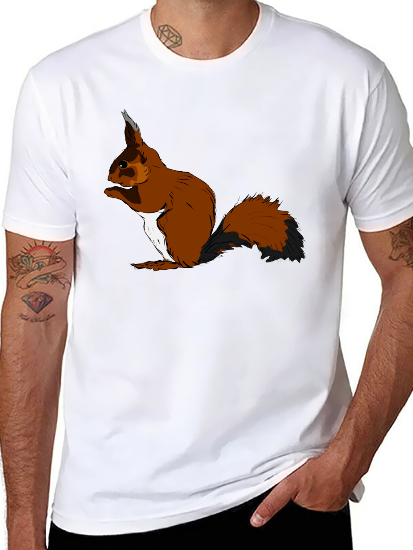 Black Squirrel Graphic T-Shirt - Black Cotton Tee view 8