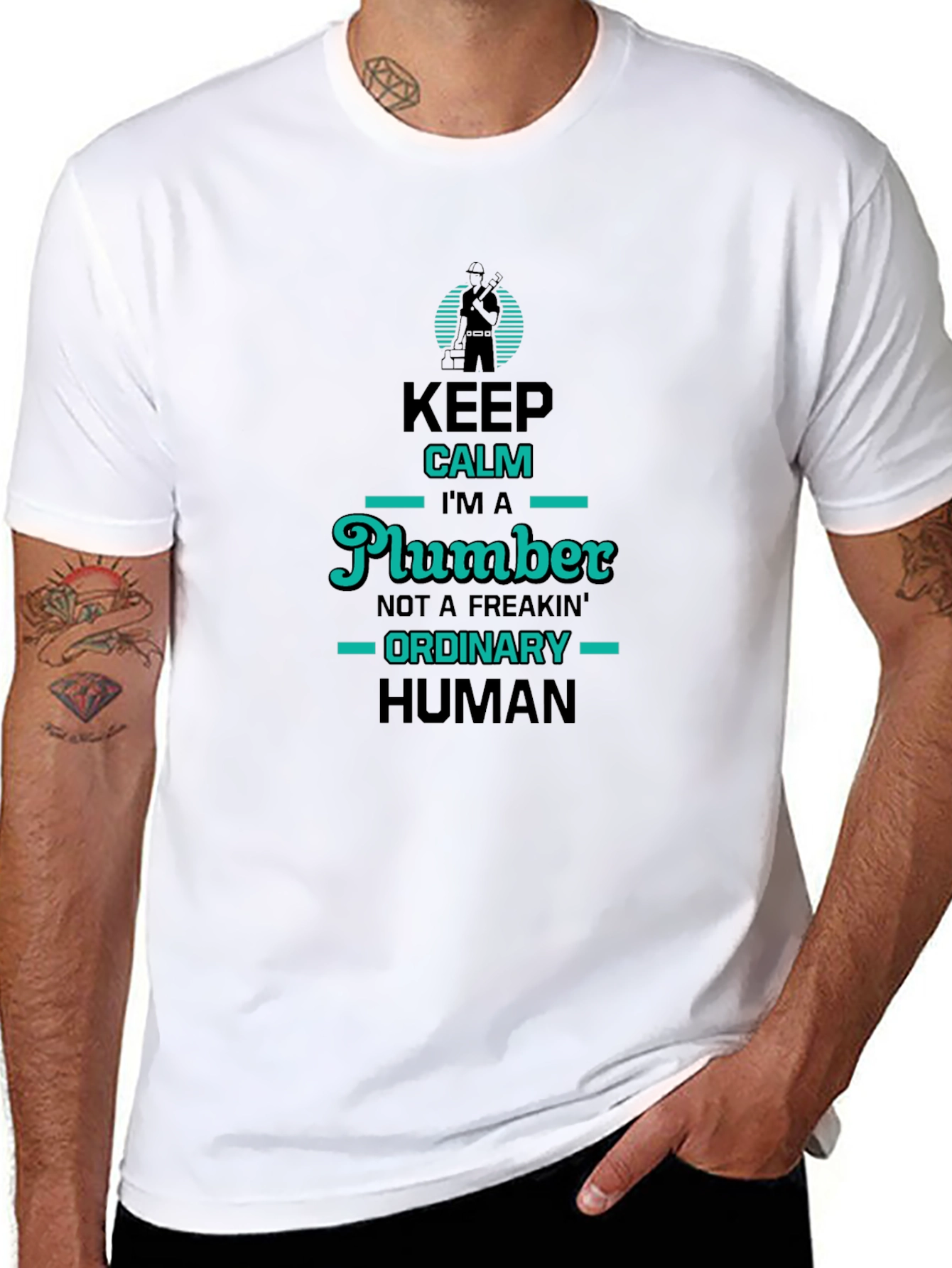 Black Keep Calm Plumber T-Shirt: Unique & Funny Design view 8