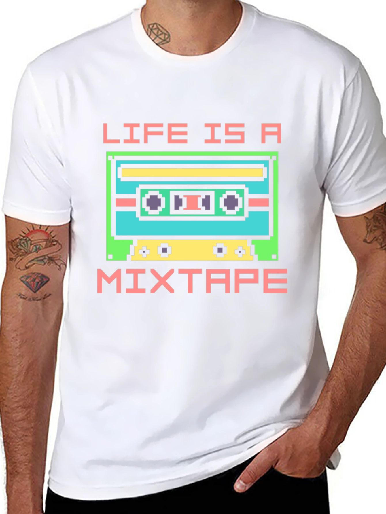 Black Life is a Mixtape Retro Pixel T-Shirt view 8