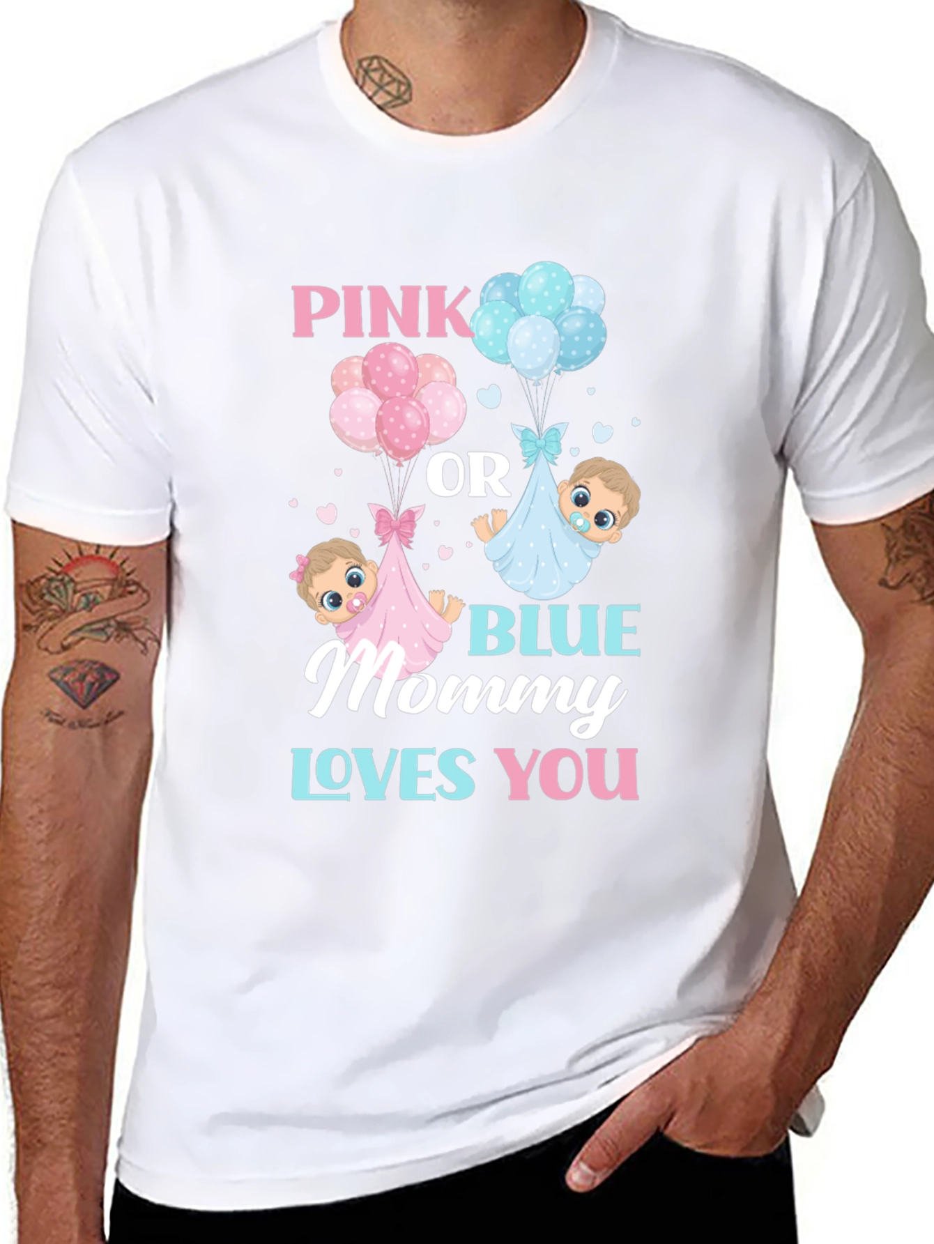 Pink or Blue Mommy Loves You Gender Reveal T-Shirt - 8