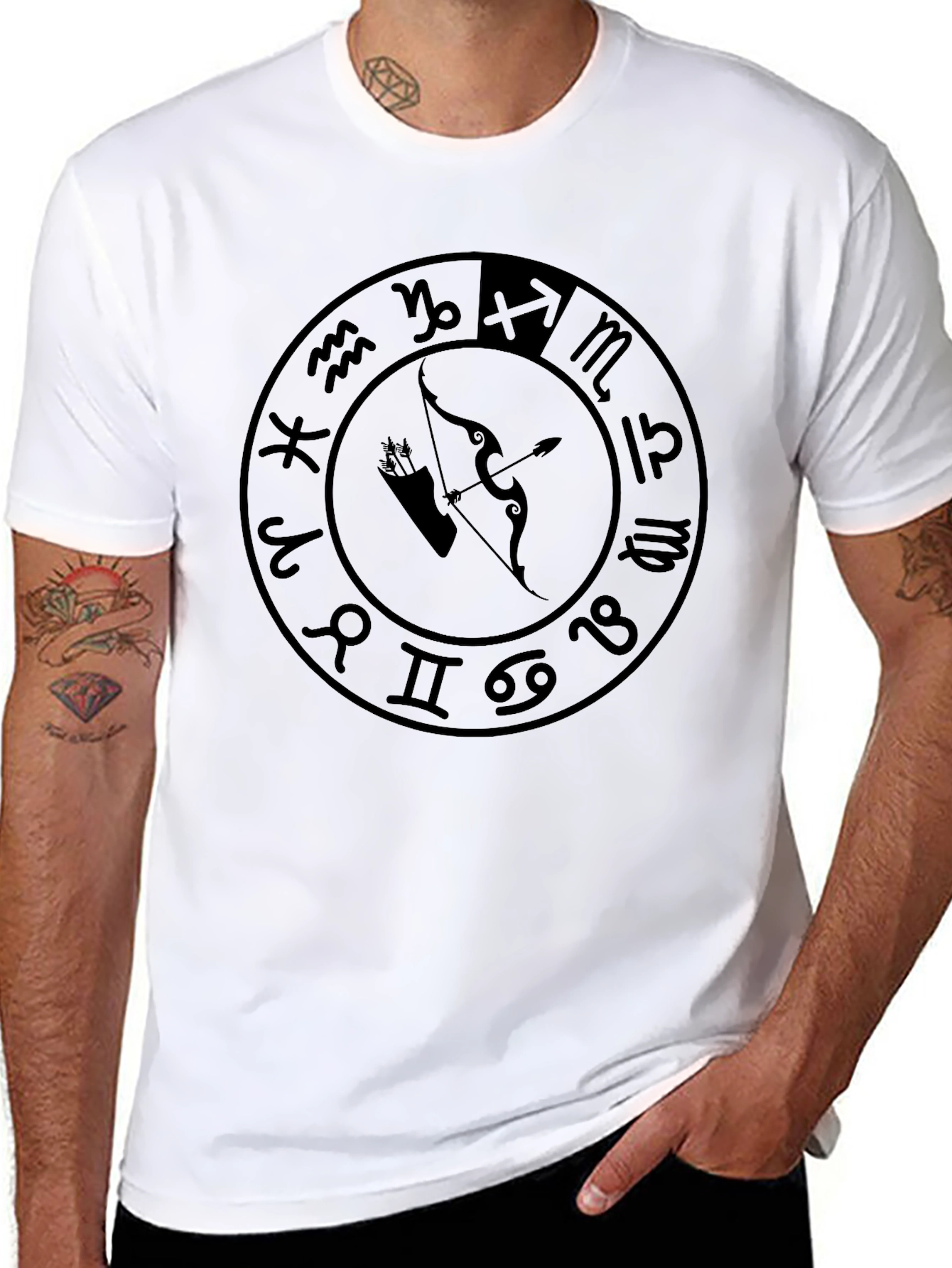 Black Zodiac Sign Graphic Black T-Shirt view 8