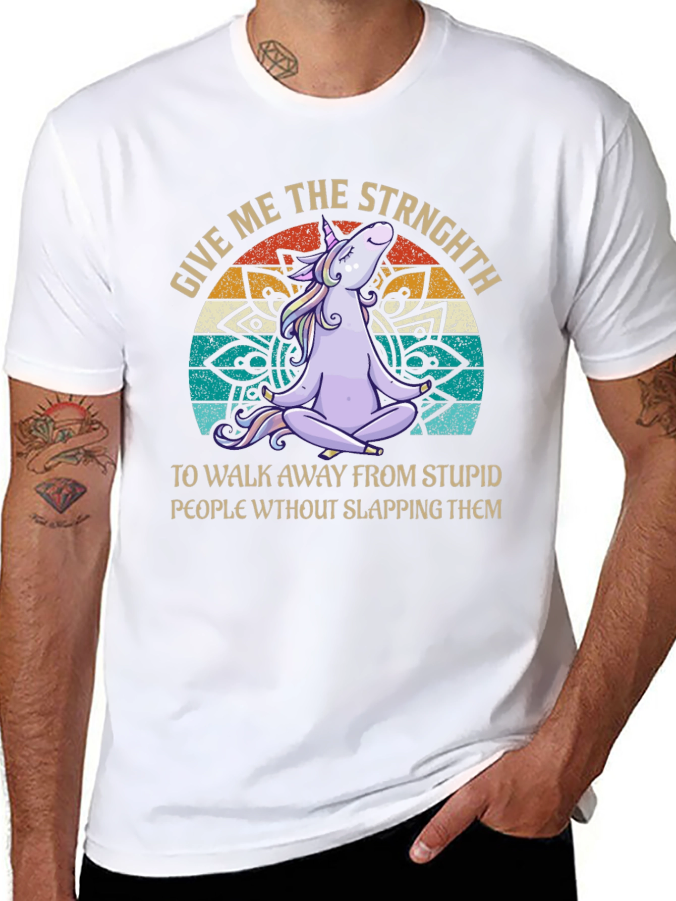 Black Unicorn Yoga T-Shirt - Give Me Strength Funny Tee view 8