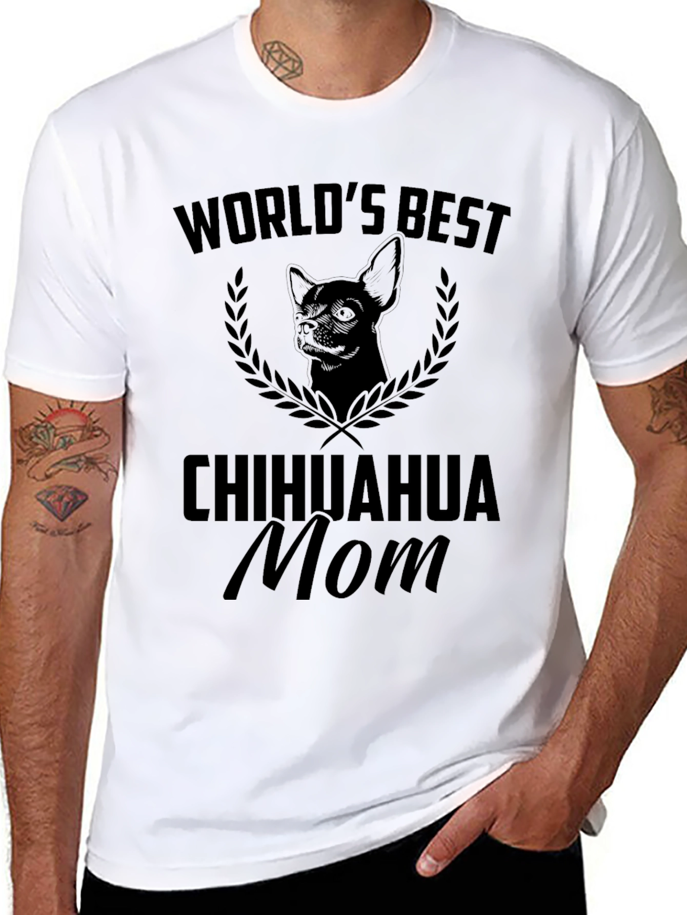 Black Chihuahua Mom T-Shirt - World's Best Dog Lover Tee view 8