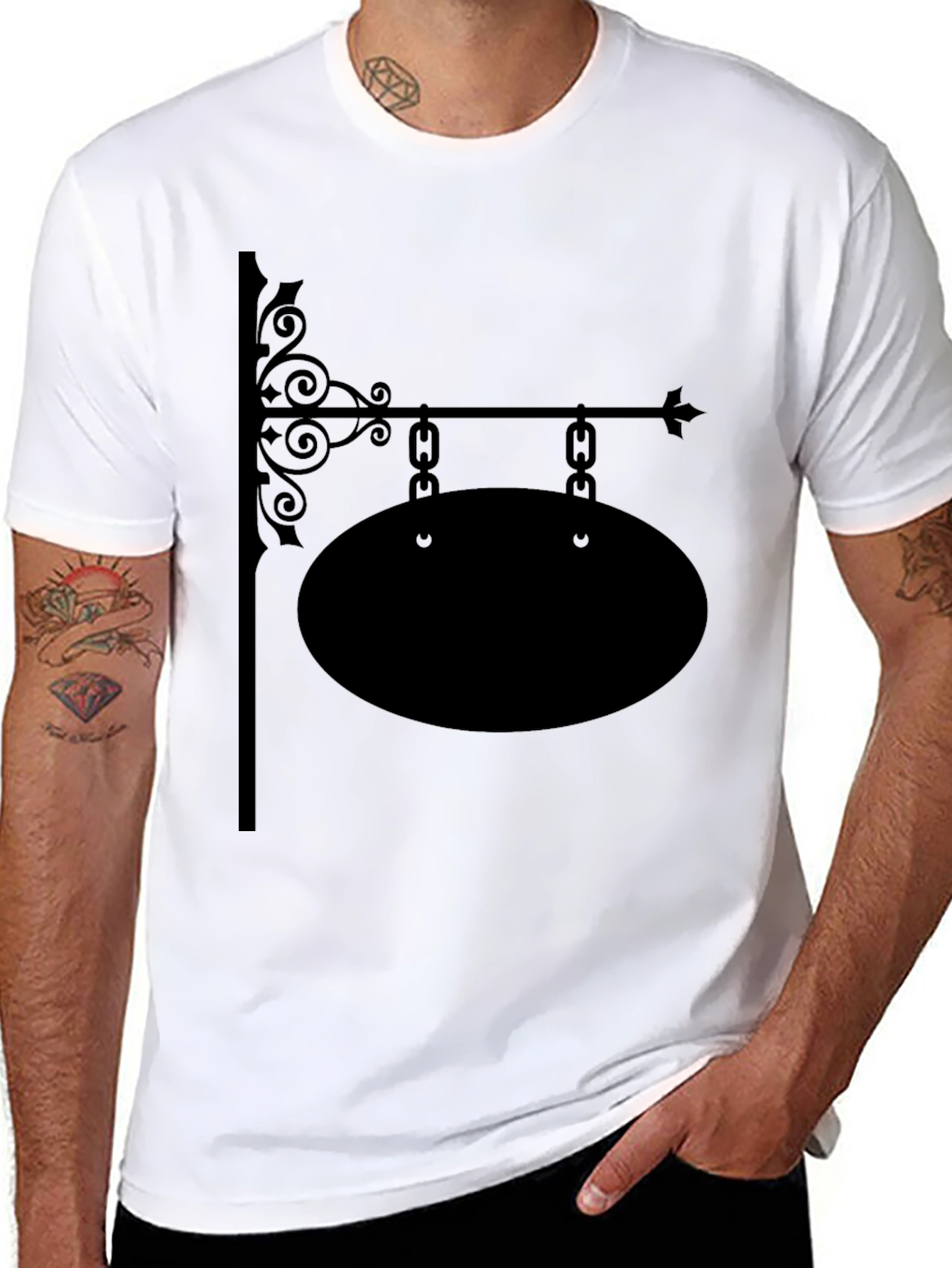 Black Vintage Shop Sign Black T-Shirt view 8