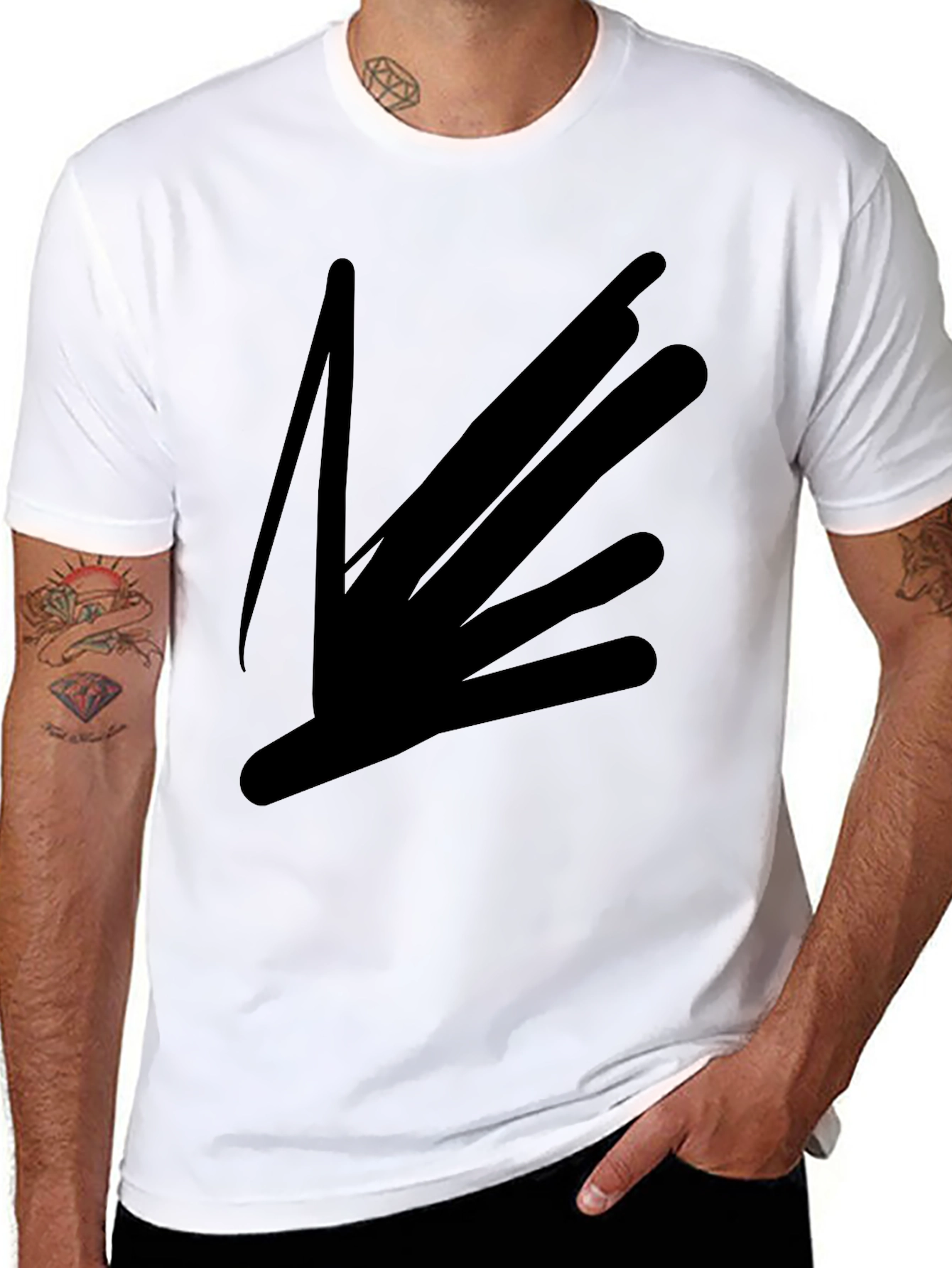 Black Abstract Graphic Black T-Shirt - Modern Casual Wear view 8