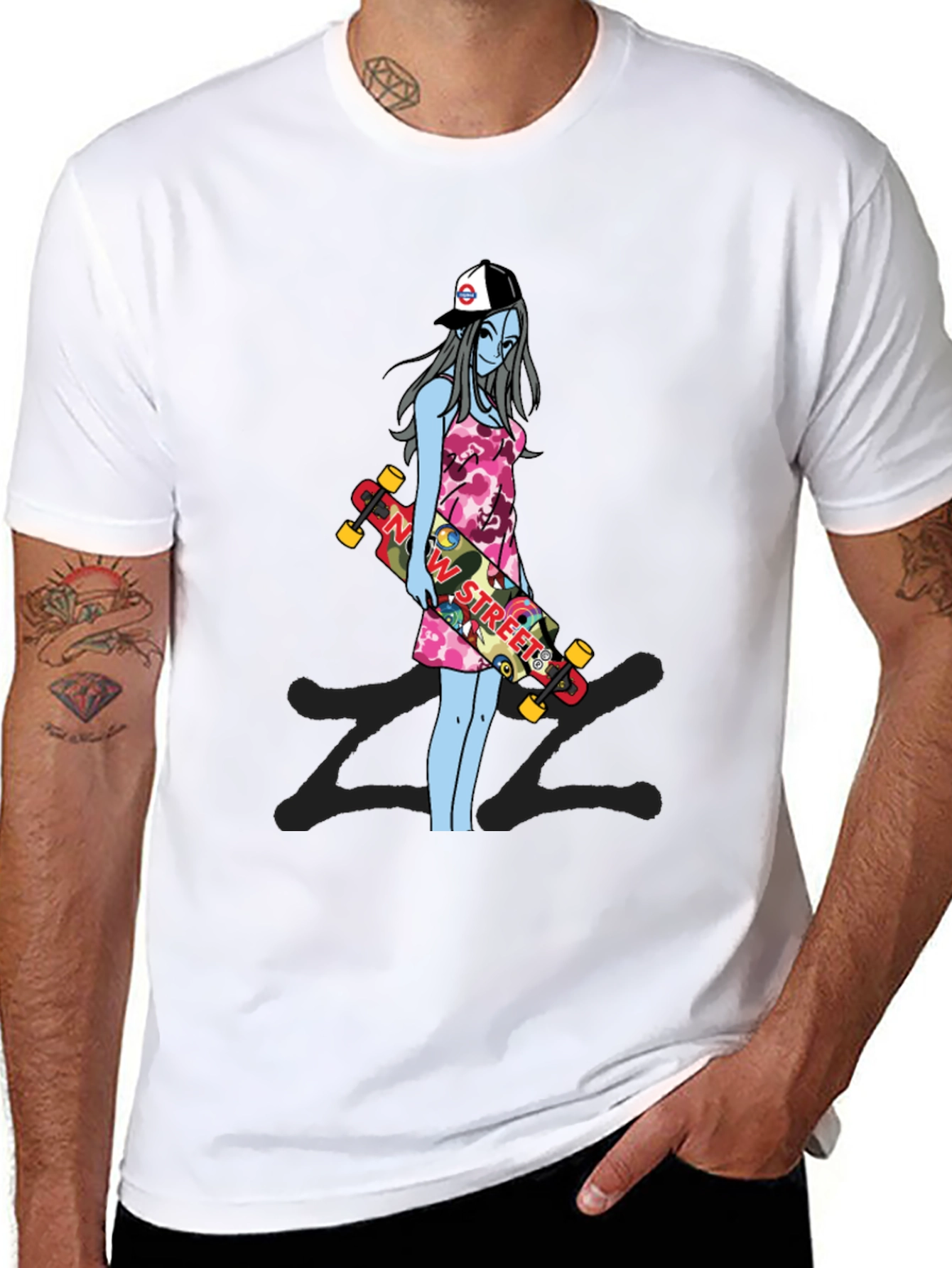 Black Skater Girl Graphic T-Shirt - Street Style Tee view 8