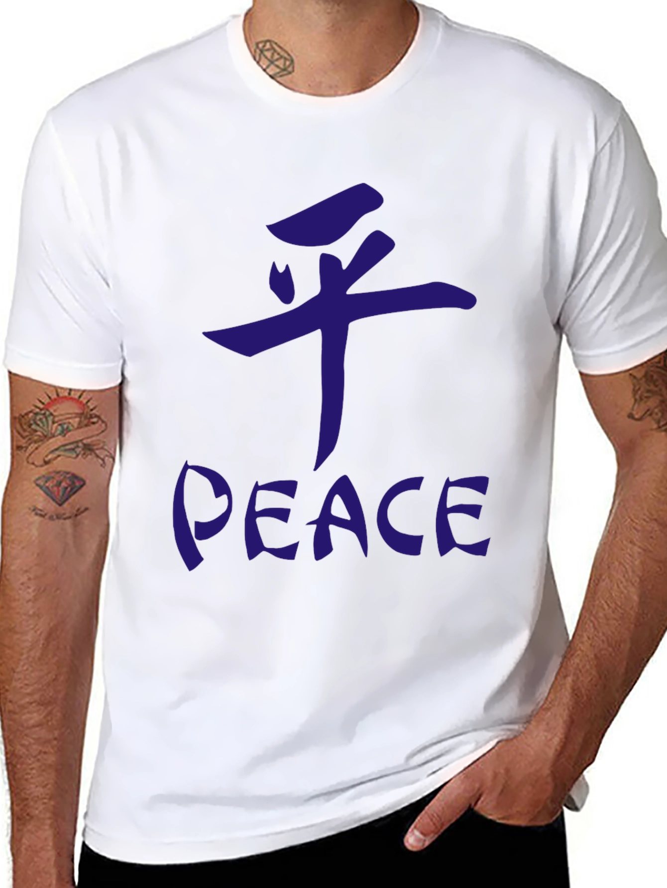 Black Peace Graphic Tee - Casual Black T-Shirt view 8