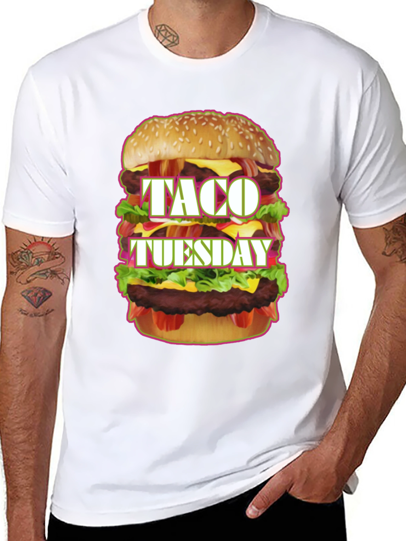 Black Taco Tuesday Burger Graphic Tee view 8