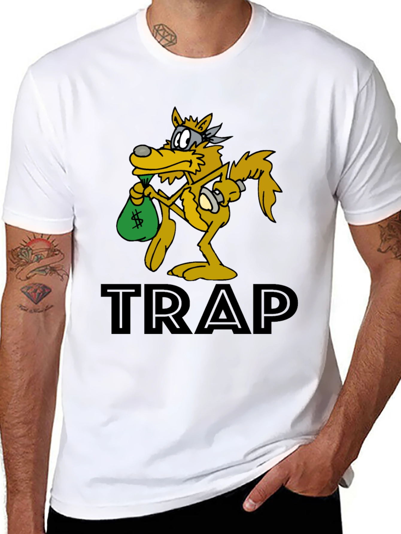 Black Trap Wolf Graphic Tee - Streetwear Style view 8