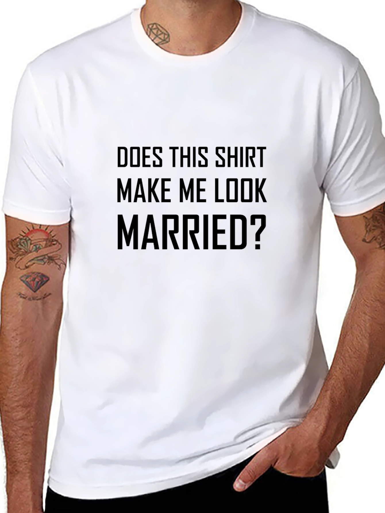 Black Funny 'Does This Shirt Make Me Look Married?' Graphic Tee view 8