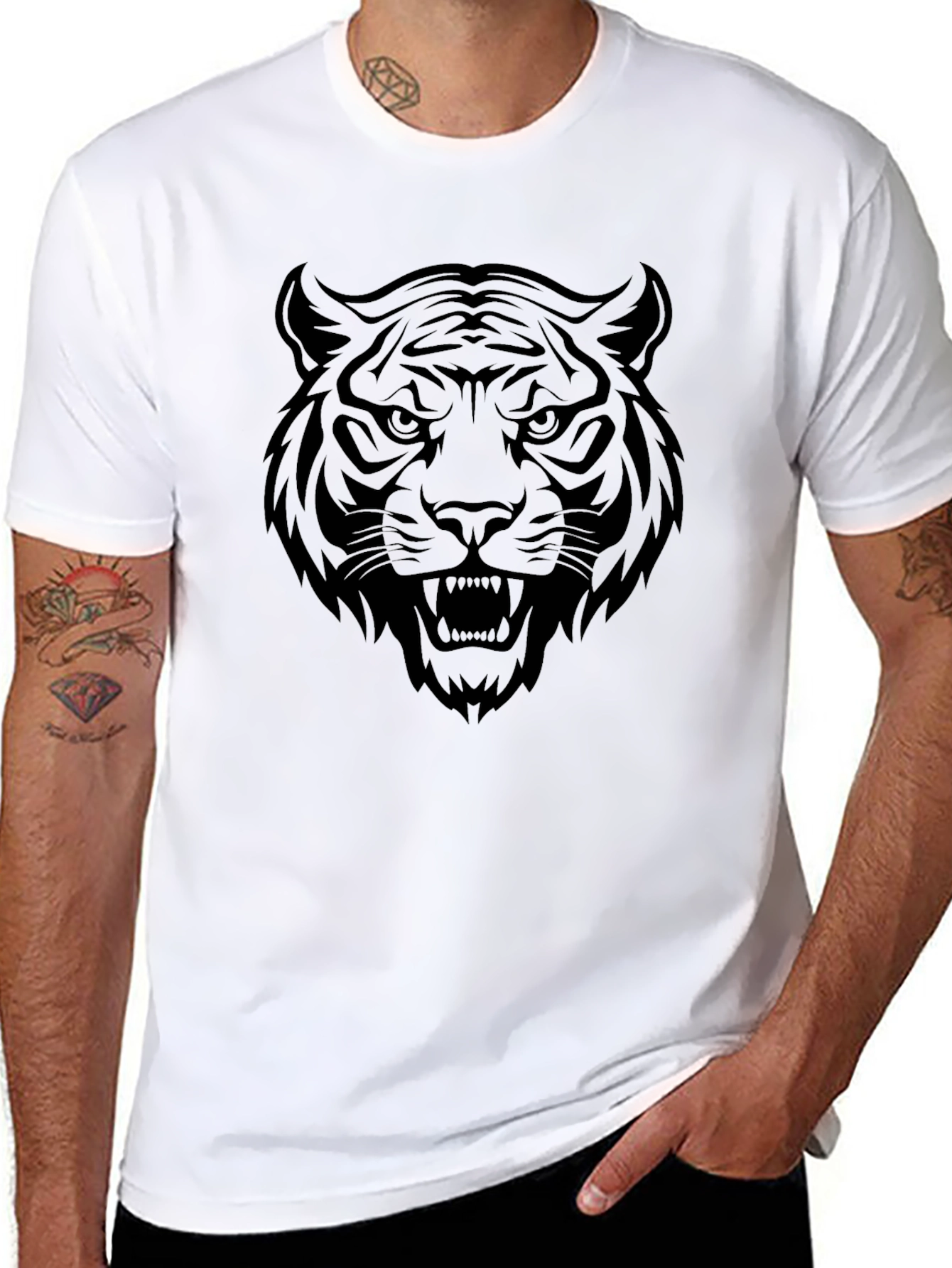 Black Black Tiger Graphic Tee - Fierce Style! view 8