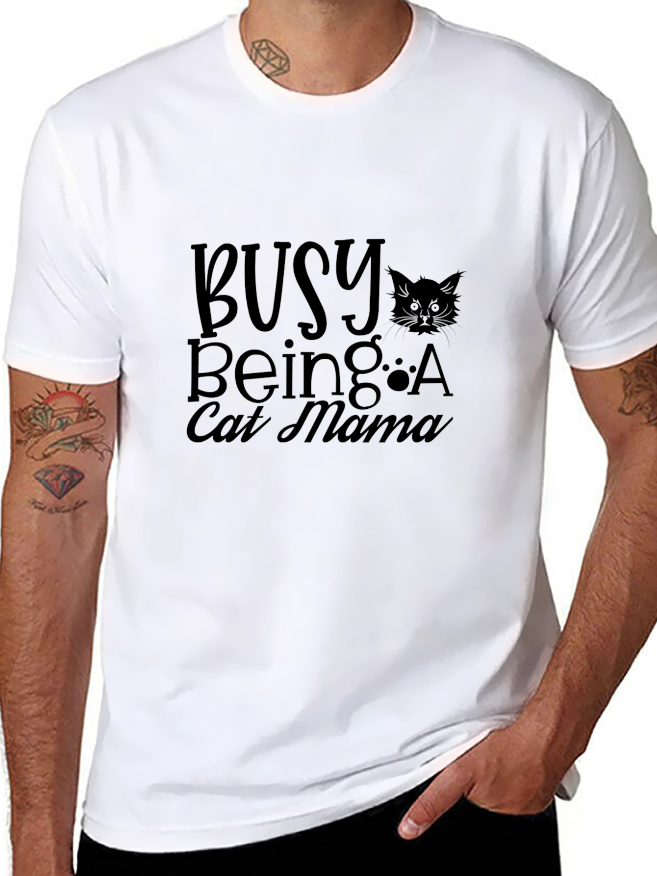 Black Busy Being A Cat Mama T-Shirt - Black view 8