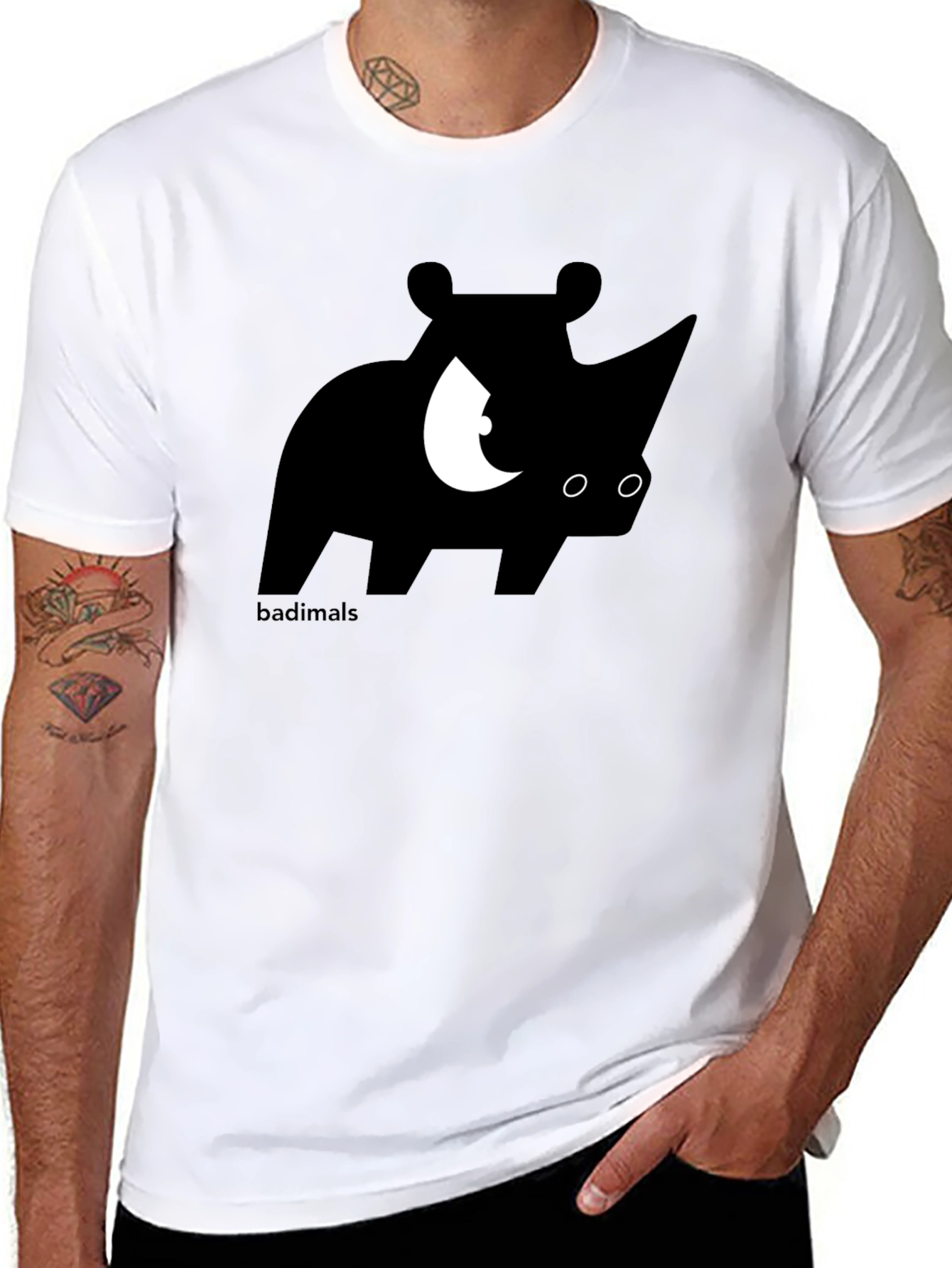 Black Rhinoceros Graphic Print Black T-Shirt view 8
