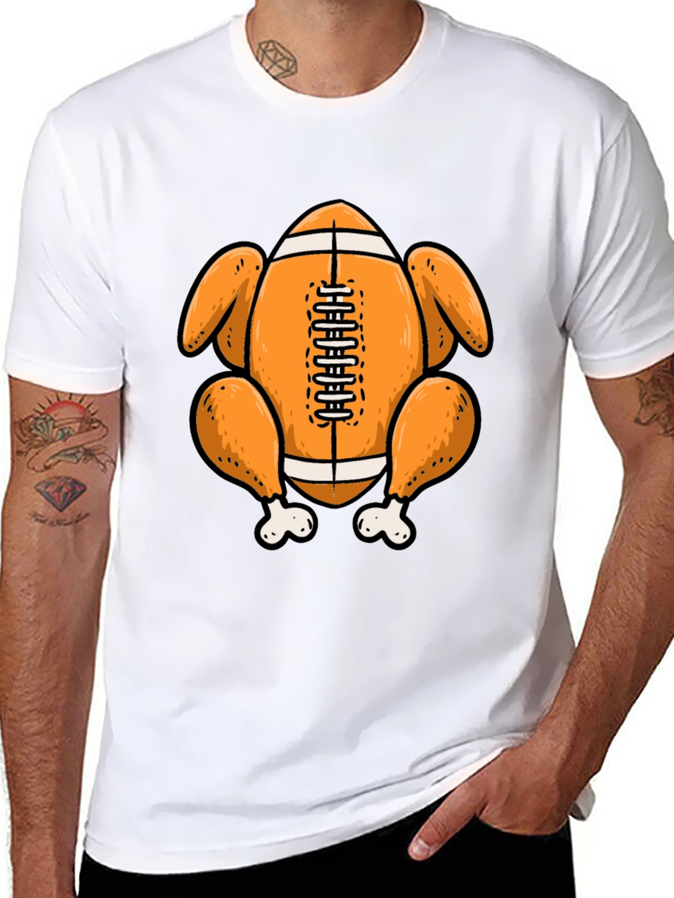 Black Thanksgiving Football Turkey T-Shirt view 8