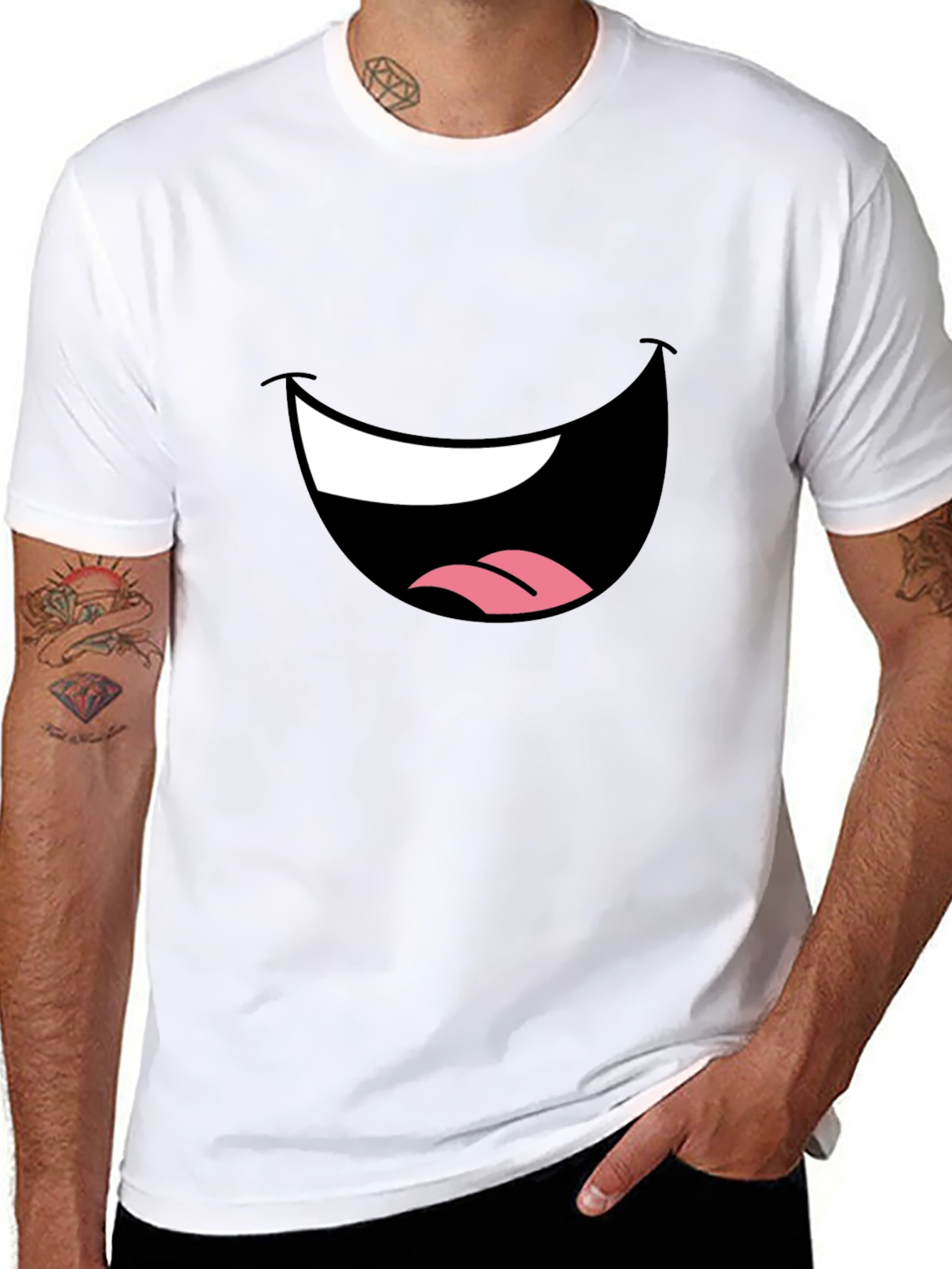 Black Funny Face Graphic Black T-Shirt view 8