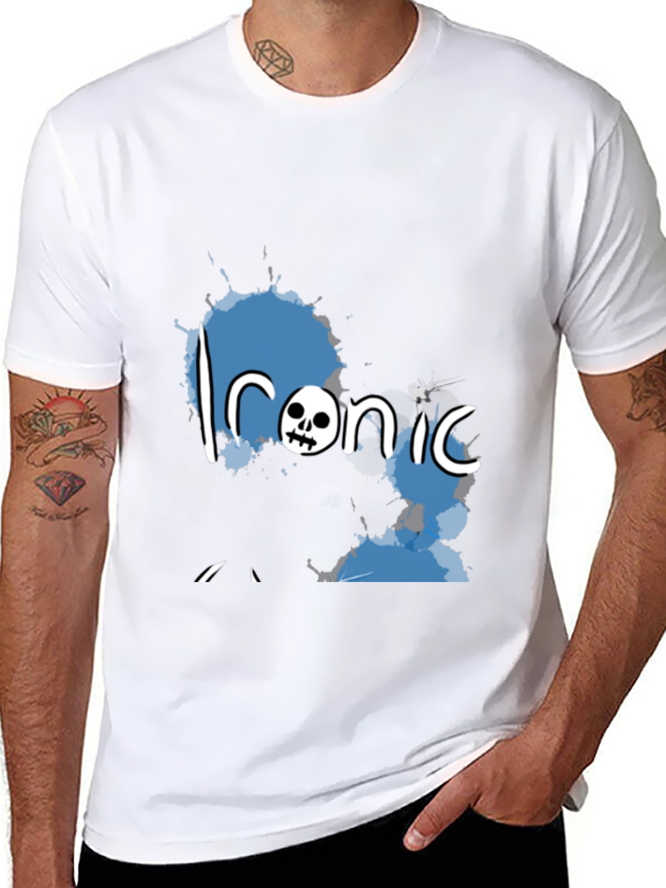 Black Ironic Skull Graphic Black T-Shirt view 8