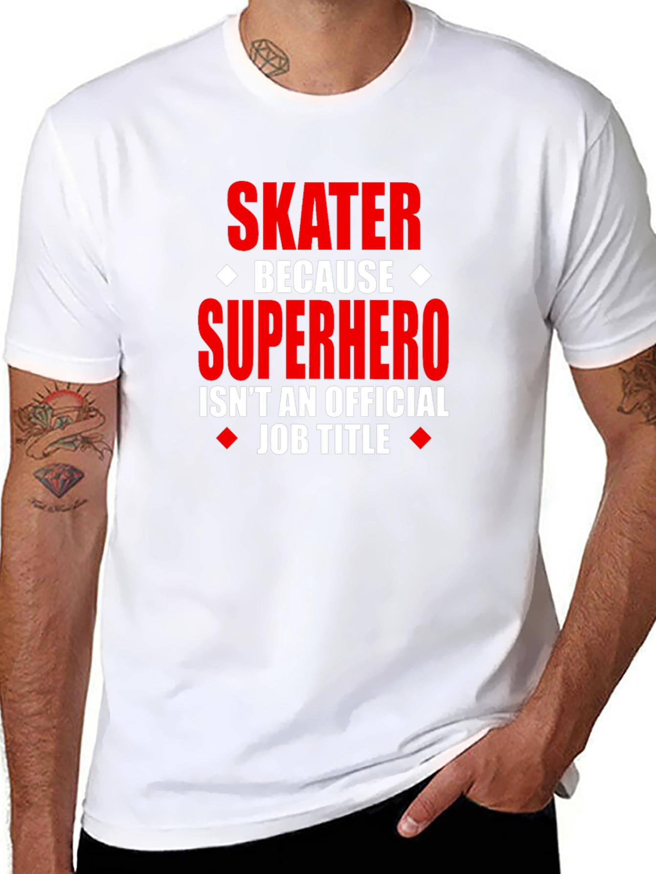 Black Skater Superhero Graphic Tee - Funny Novelty T-Shirt view 8