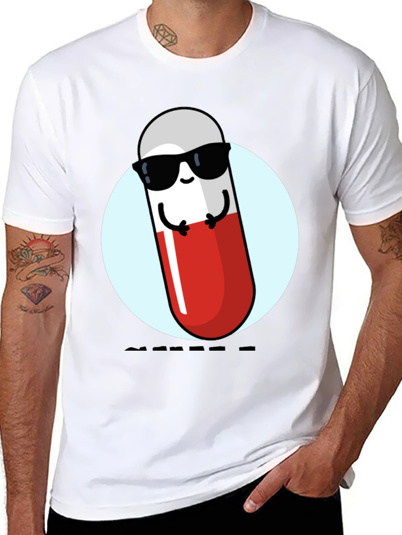 Black Cool Pill T-Shirt - Fun Novelty Graphic Tee view 8