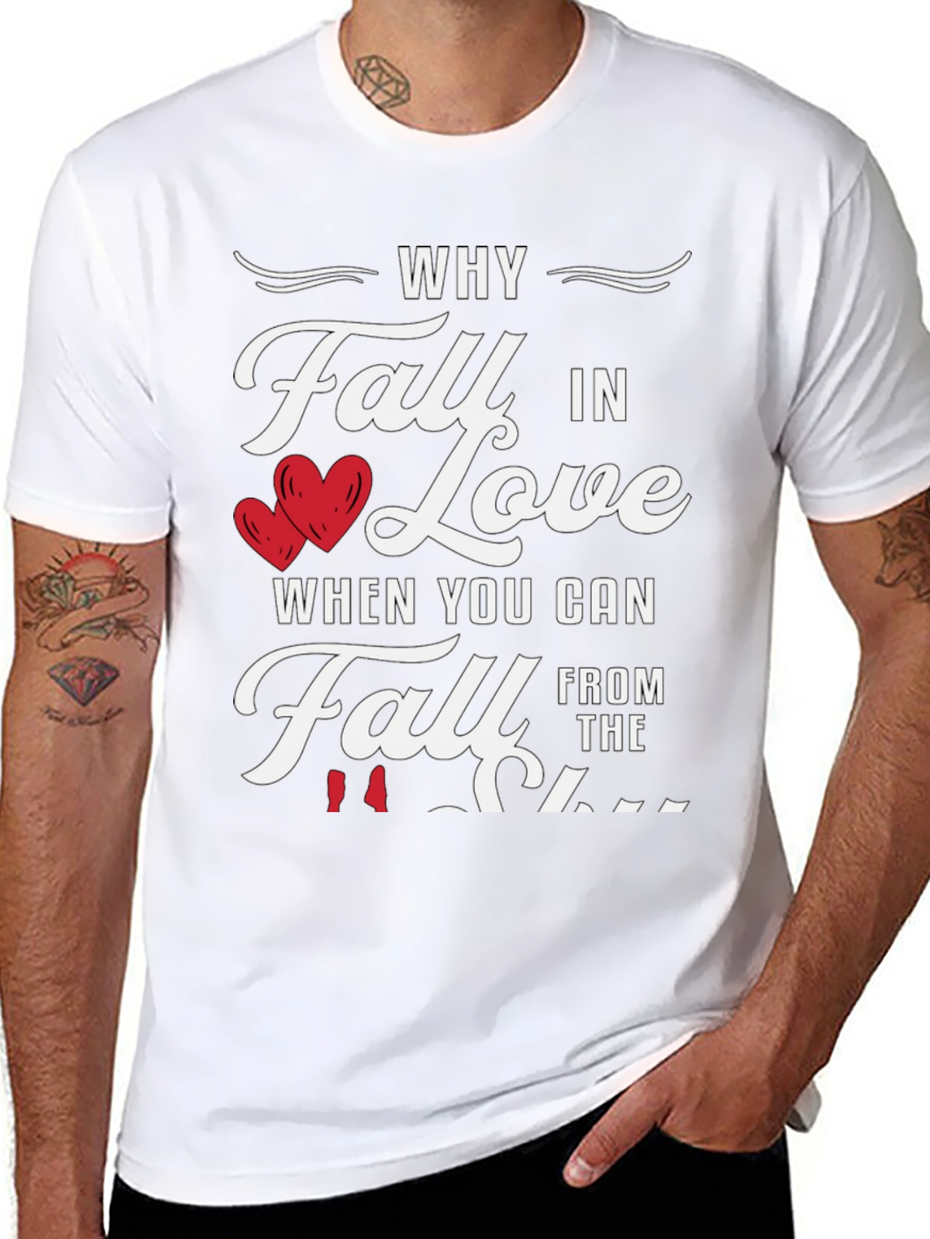 Black Why Fall in Love Funny Graphic Tee view 8