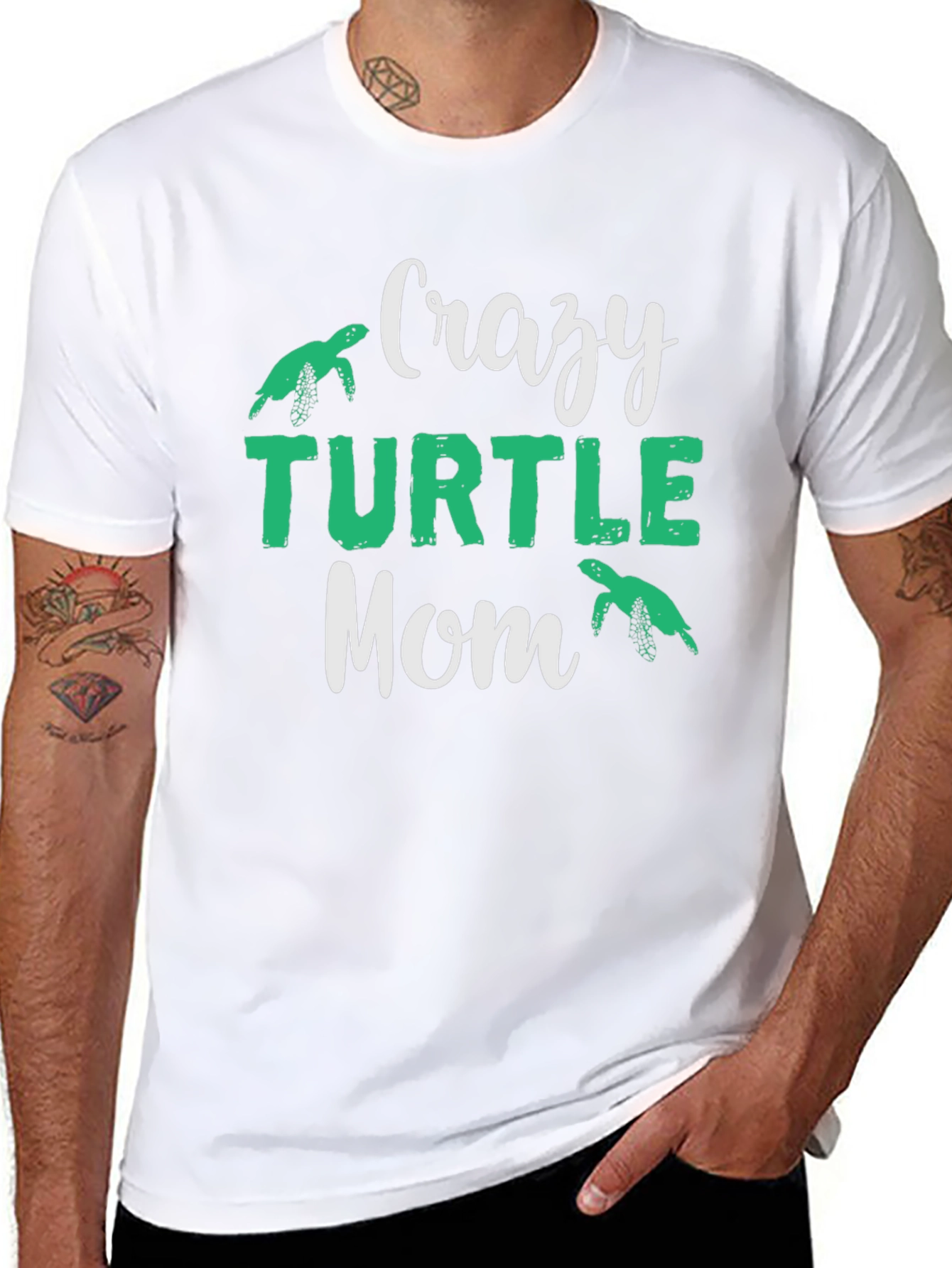 Black Crazy Turtle Mom T-Shirt view 8