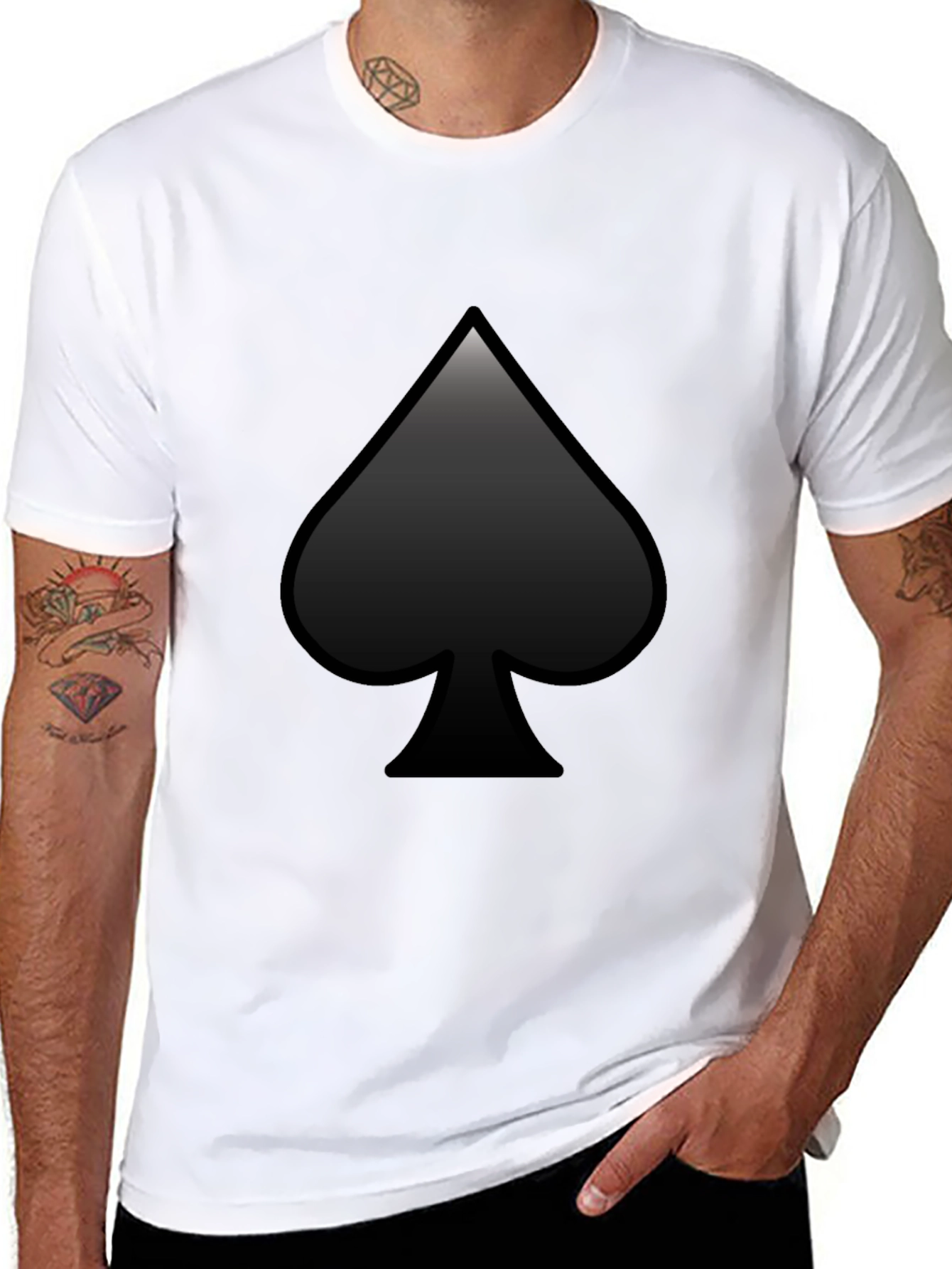 Black Men's Black Spade Graphic T-Shirt view 8