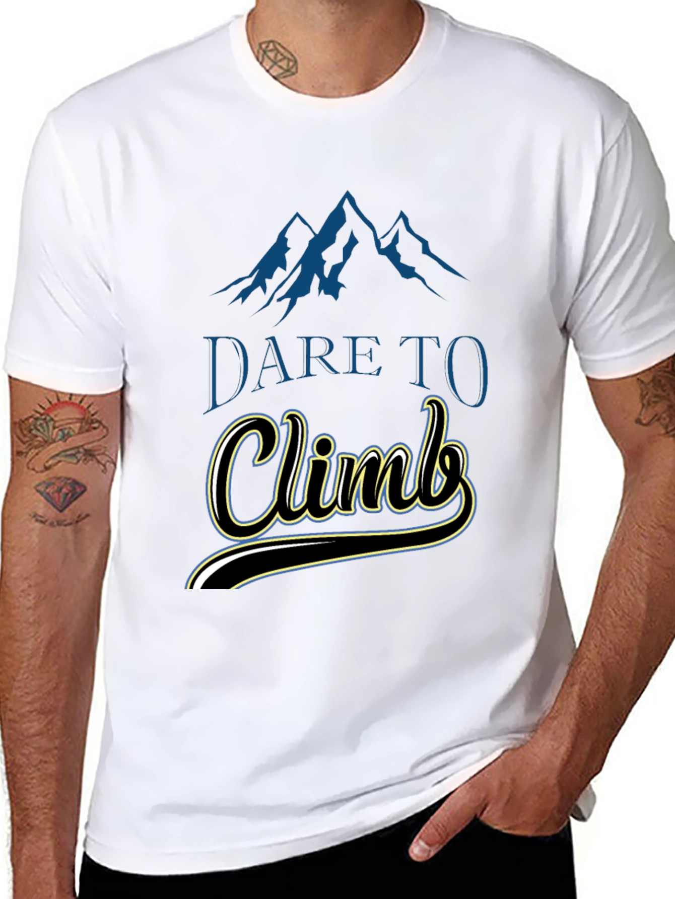 Black Dare To Climb Graphic Tee - Black Cotton T-Shirt view 8