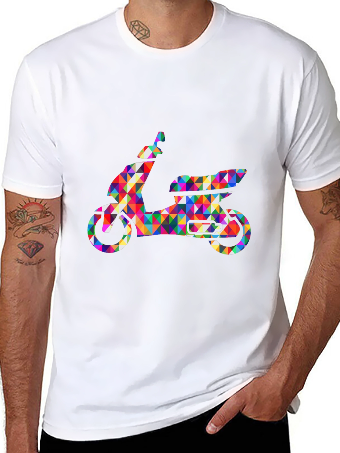 Black Geometric Scooter Graphic T-Shirt - Stylish Men's Tee view 8