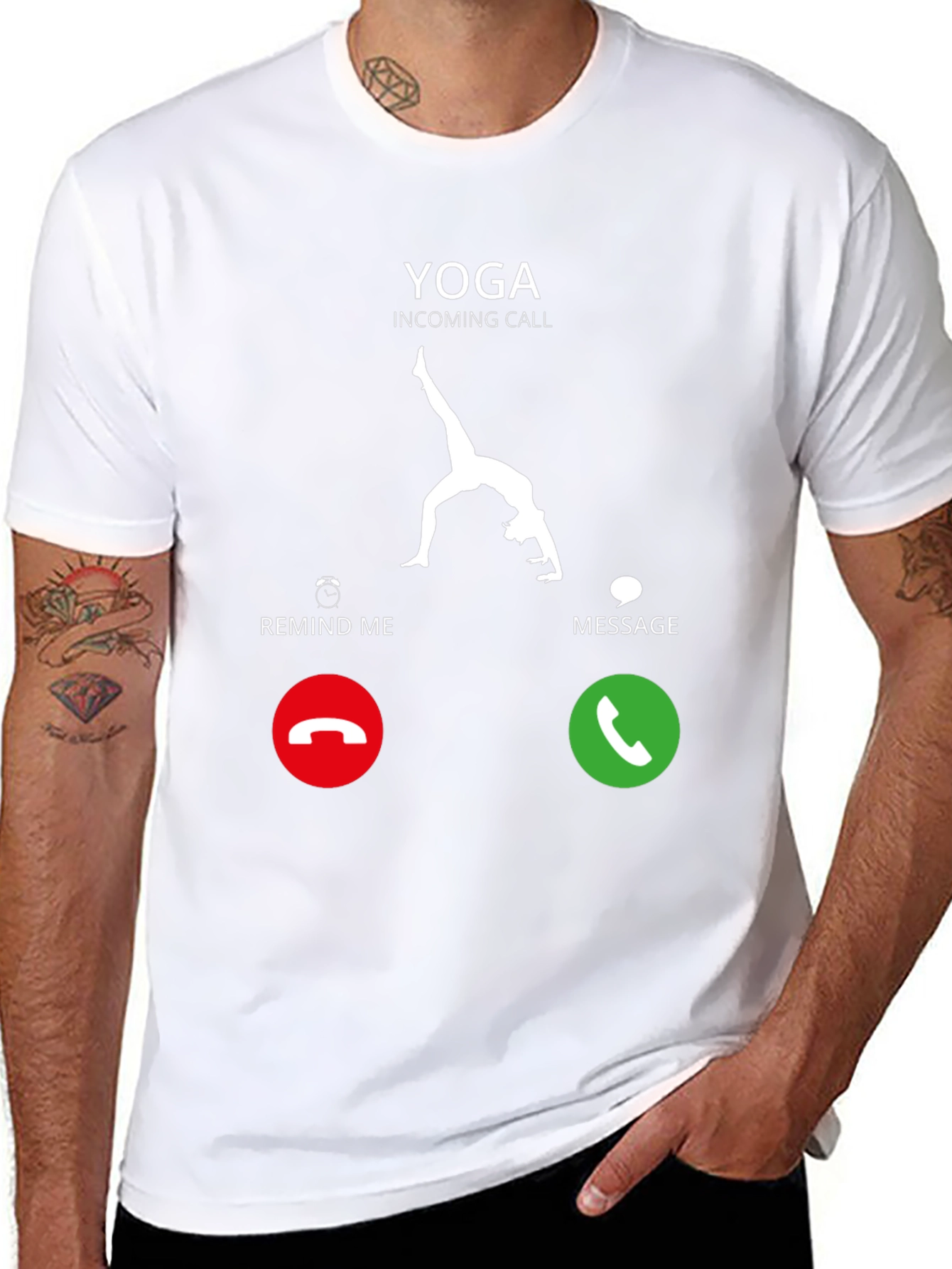 Black Yoga Incoming Call Funny Graphic T-Shirt view 8