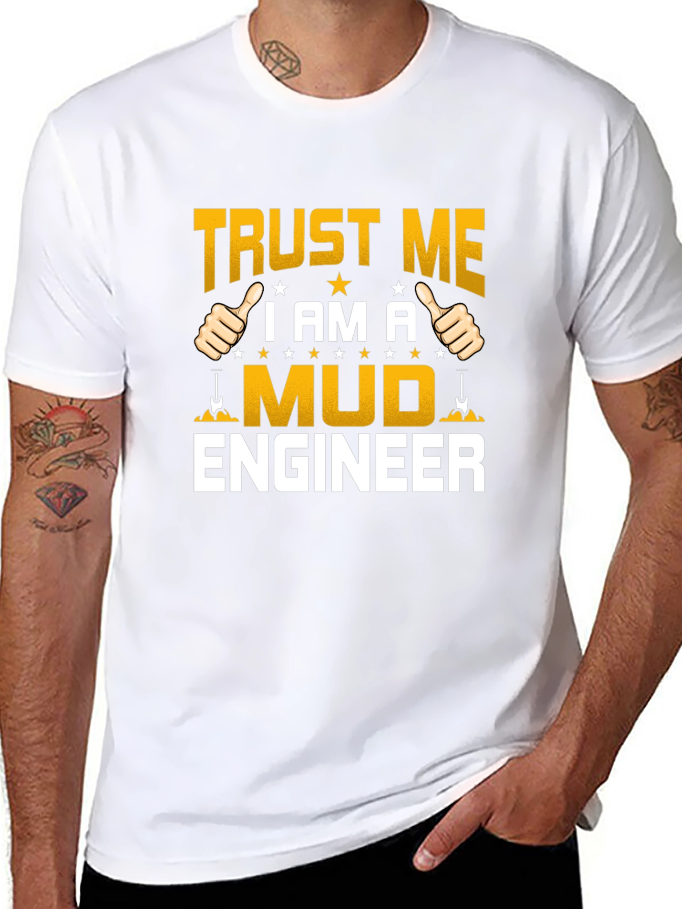 Black Trust Me I'm a Mud Engineer T-Shirt view 8