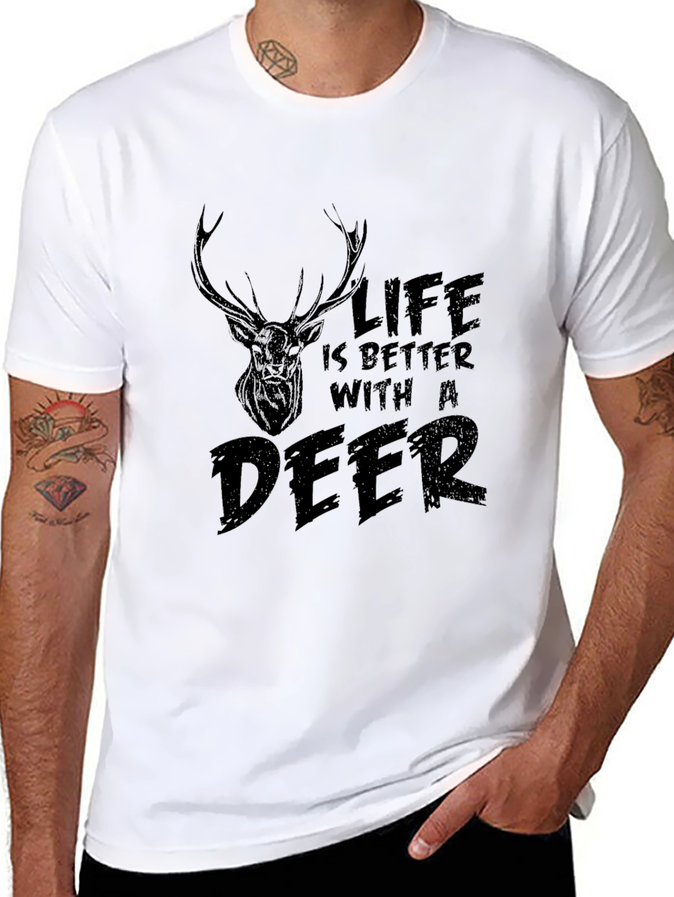 Black Life is Better With a Deer Black Graphic Tee view 8