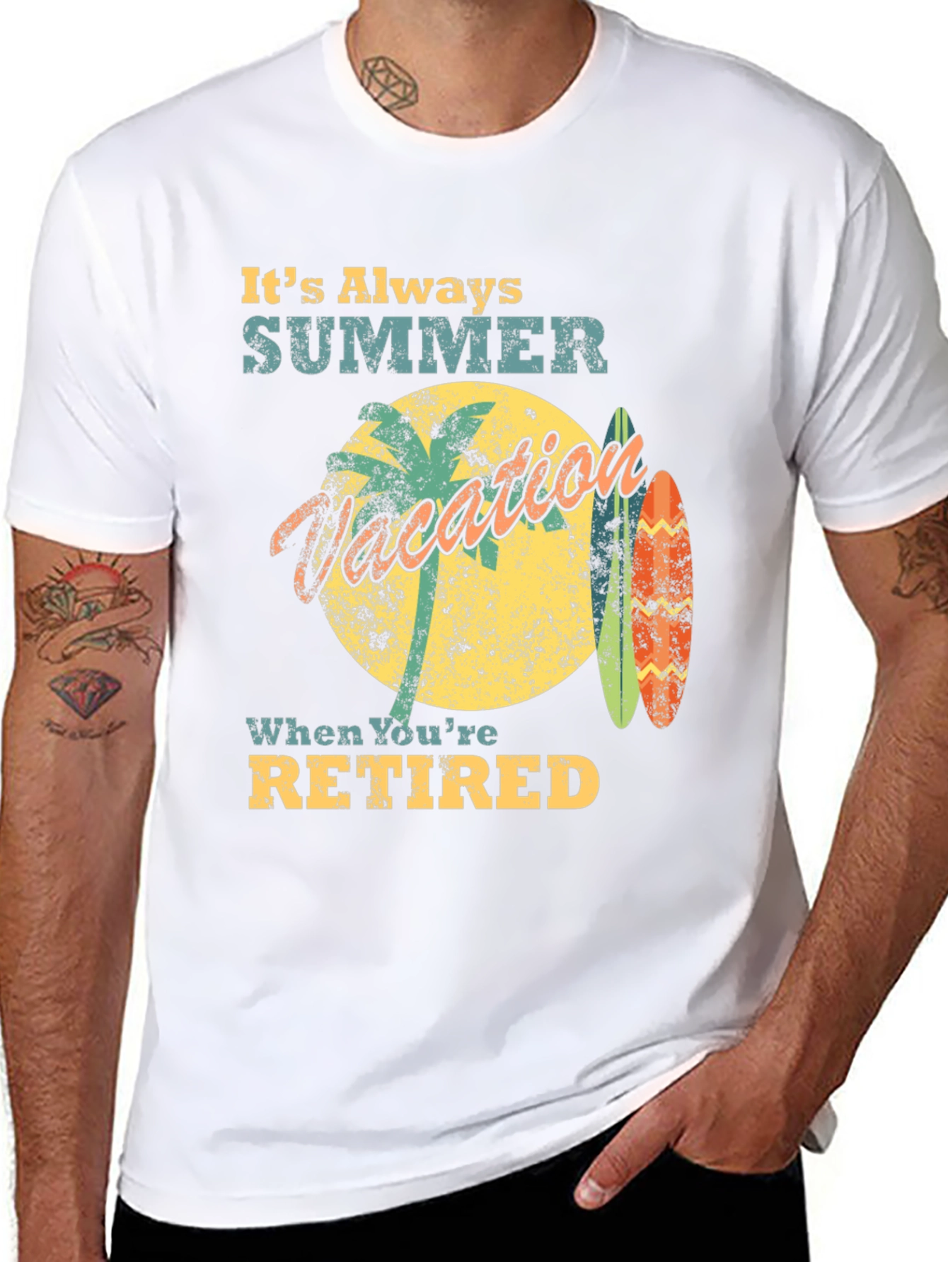 Black Retired Summer Vacation T-Shirt view 8