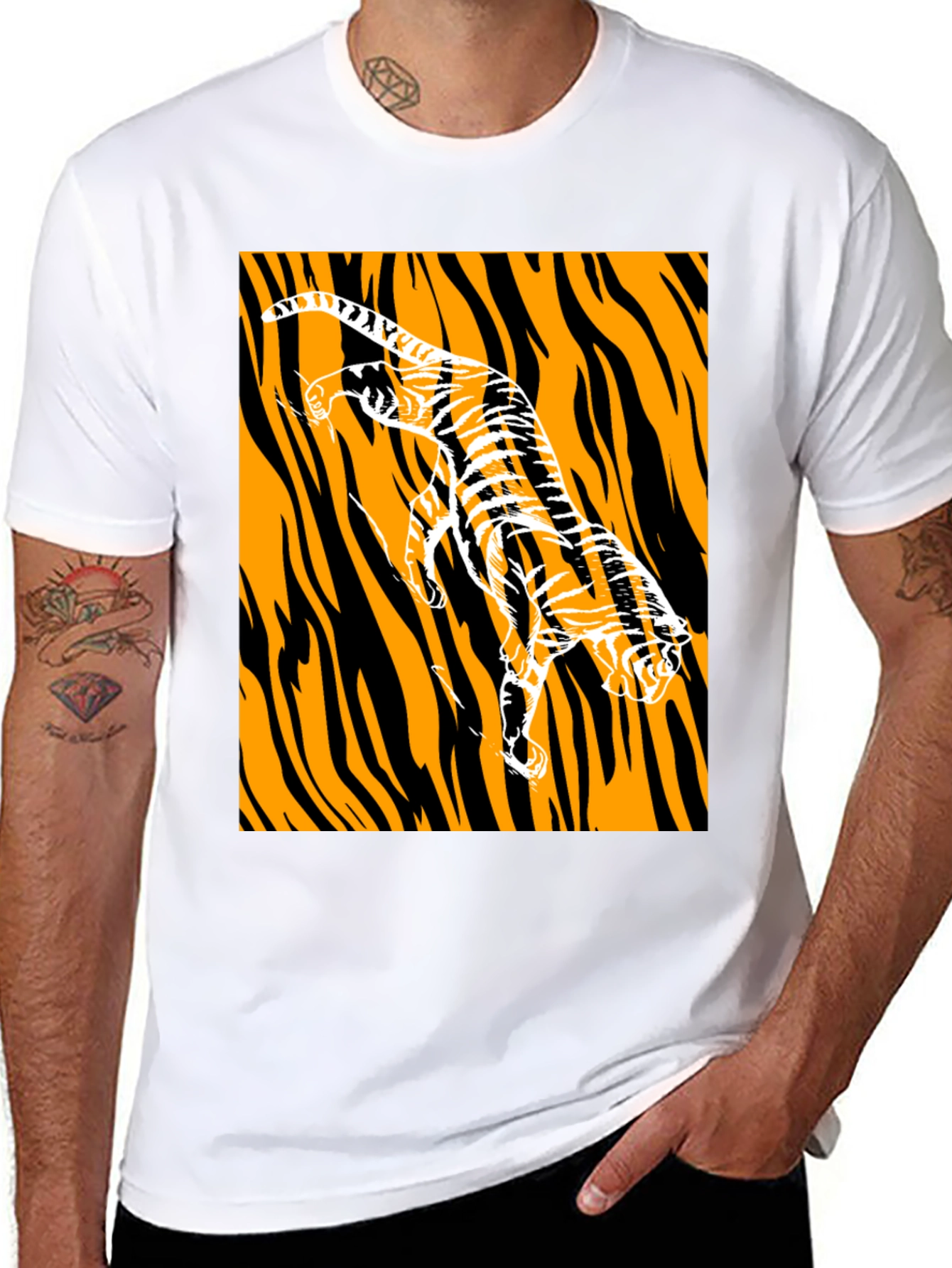 Black Tiger Graphic Print Black T-Shirt view 8