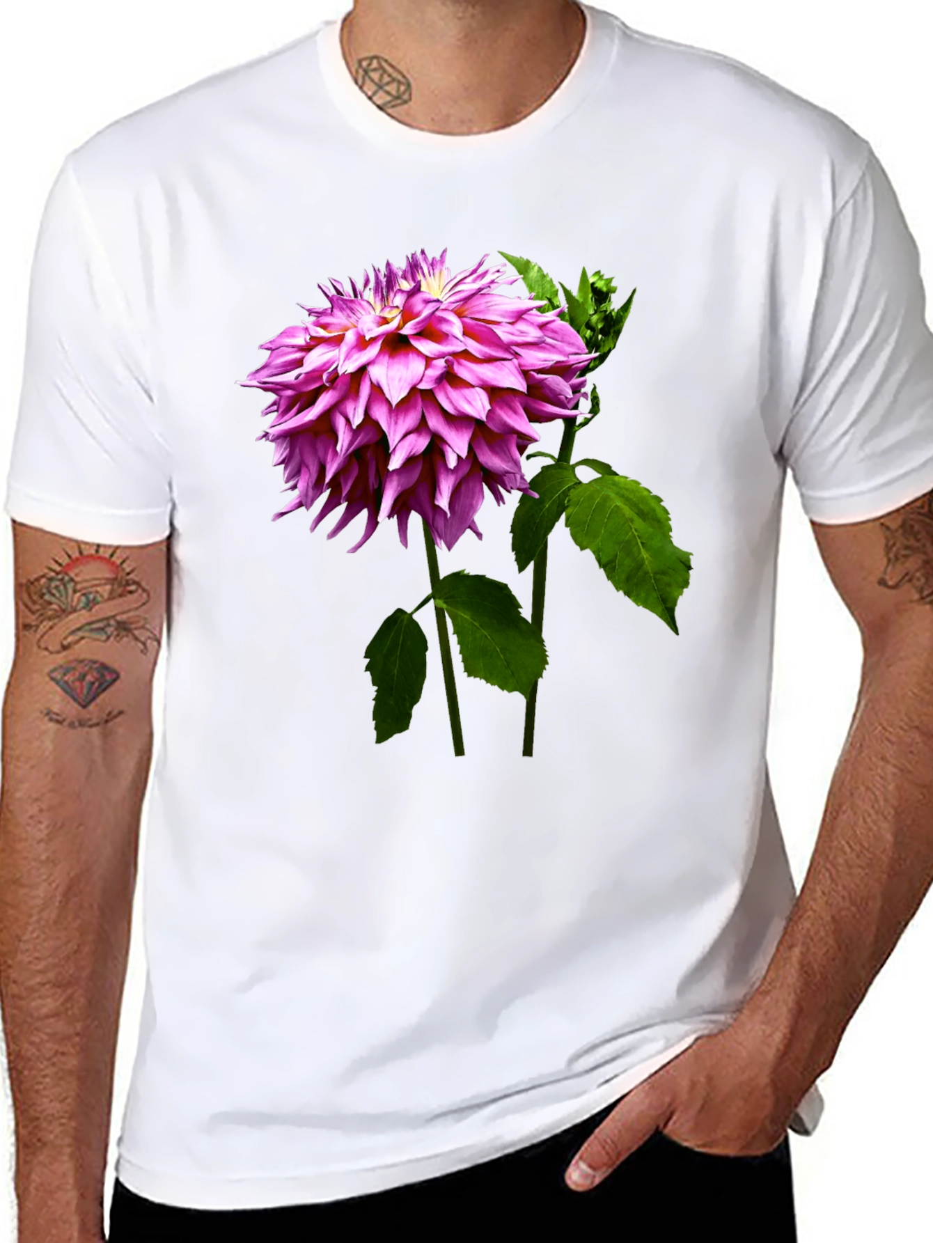 Black Floral Print Tee - Black Cotton Blend T-Shirt view 8