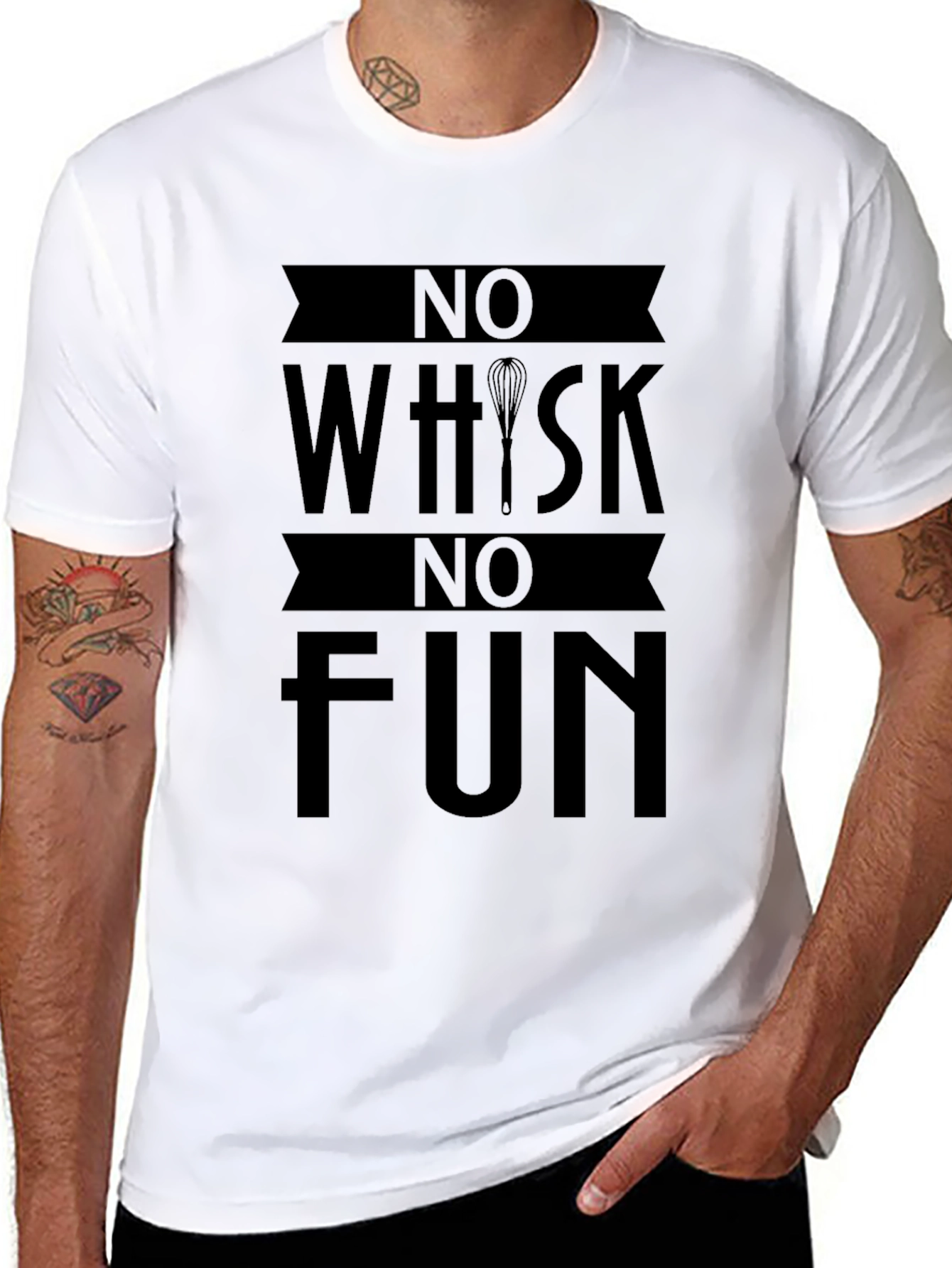Black No Whisk No Fun Graphic Tee - Cooking Humor Shirt view 8